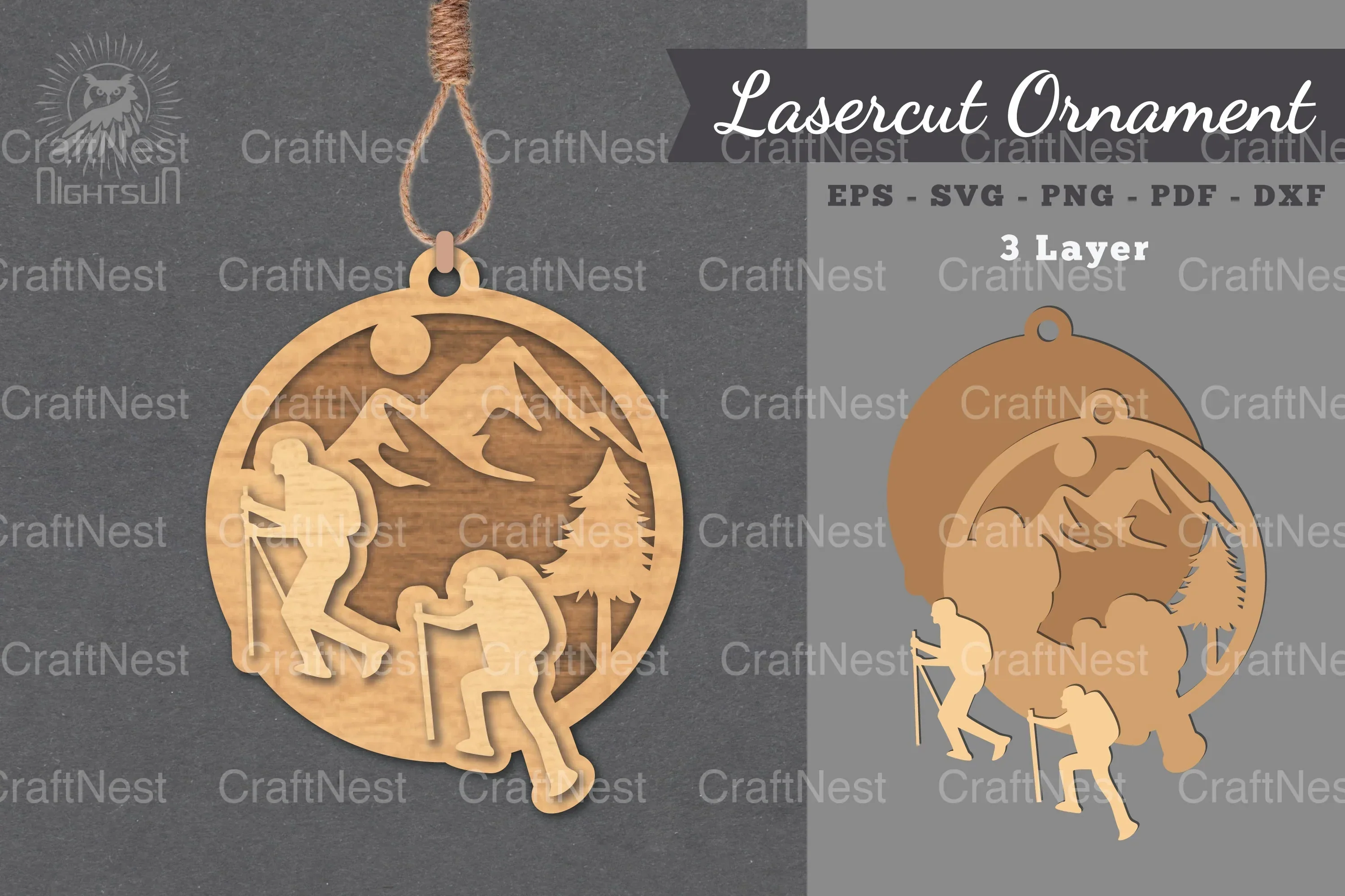Climb Mountains Laser Cut Ornament SVG Clipart