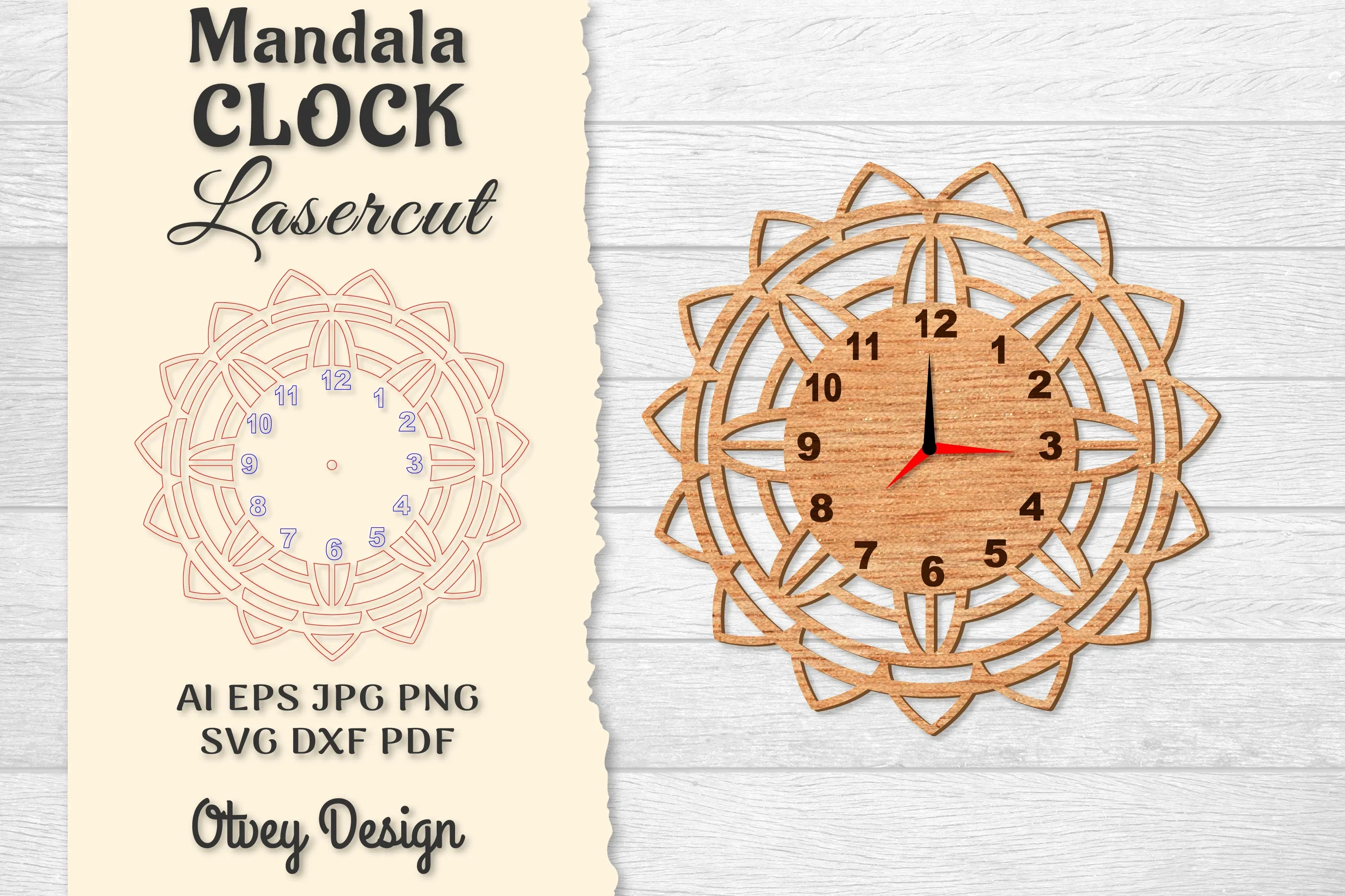 Clock Mandala Lasercut SVG Bundle
