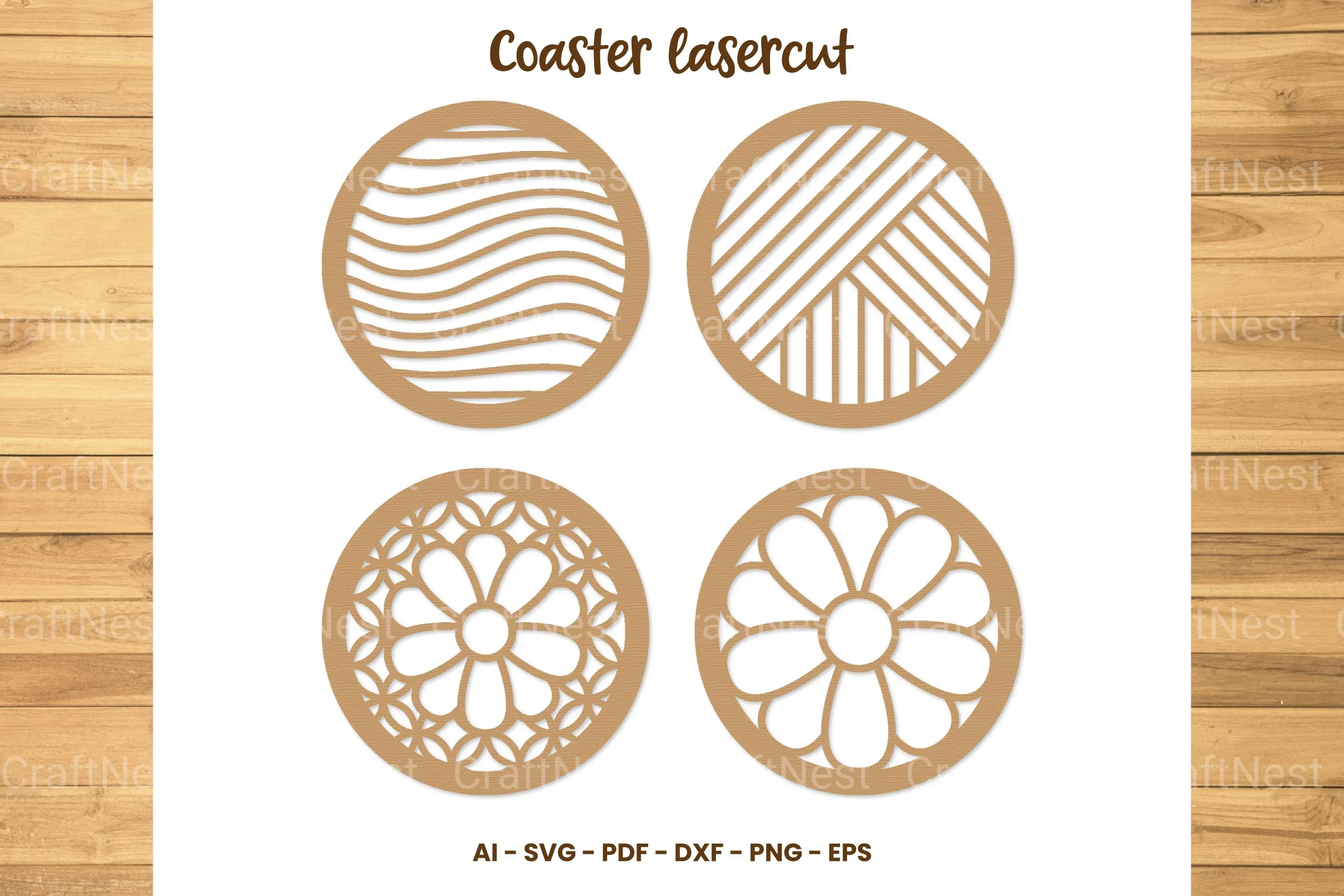 Coaster Lasercut SVG Bundle