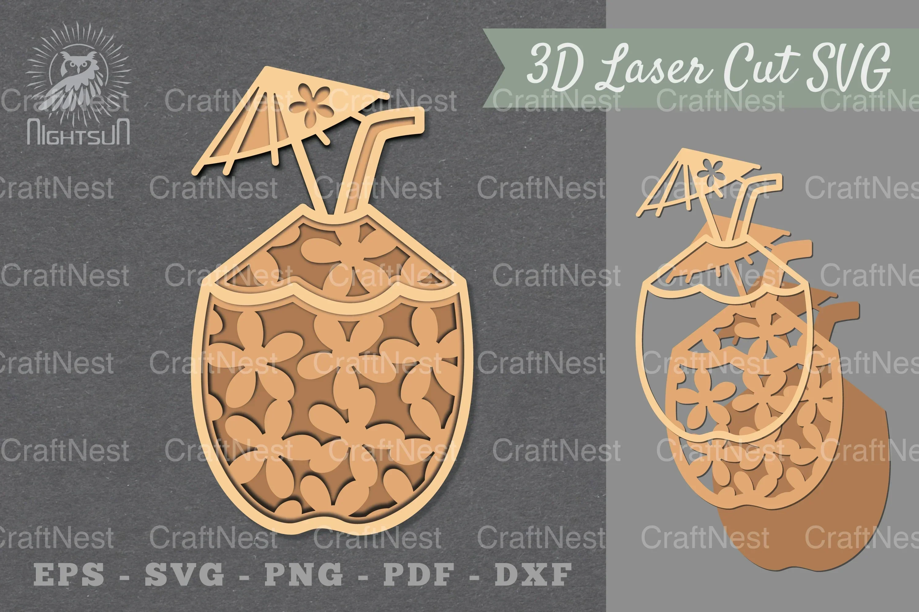 Coconut Drink Lasercut Decoration SVG Bundle