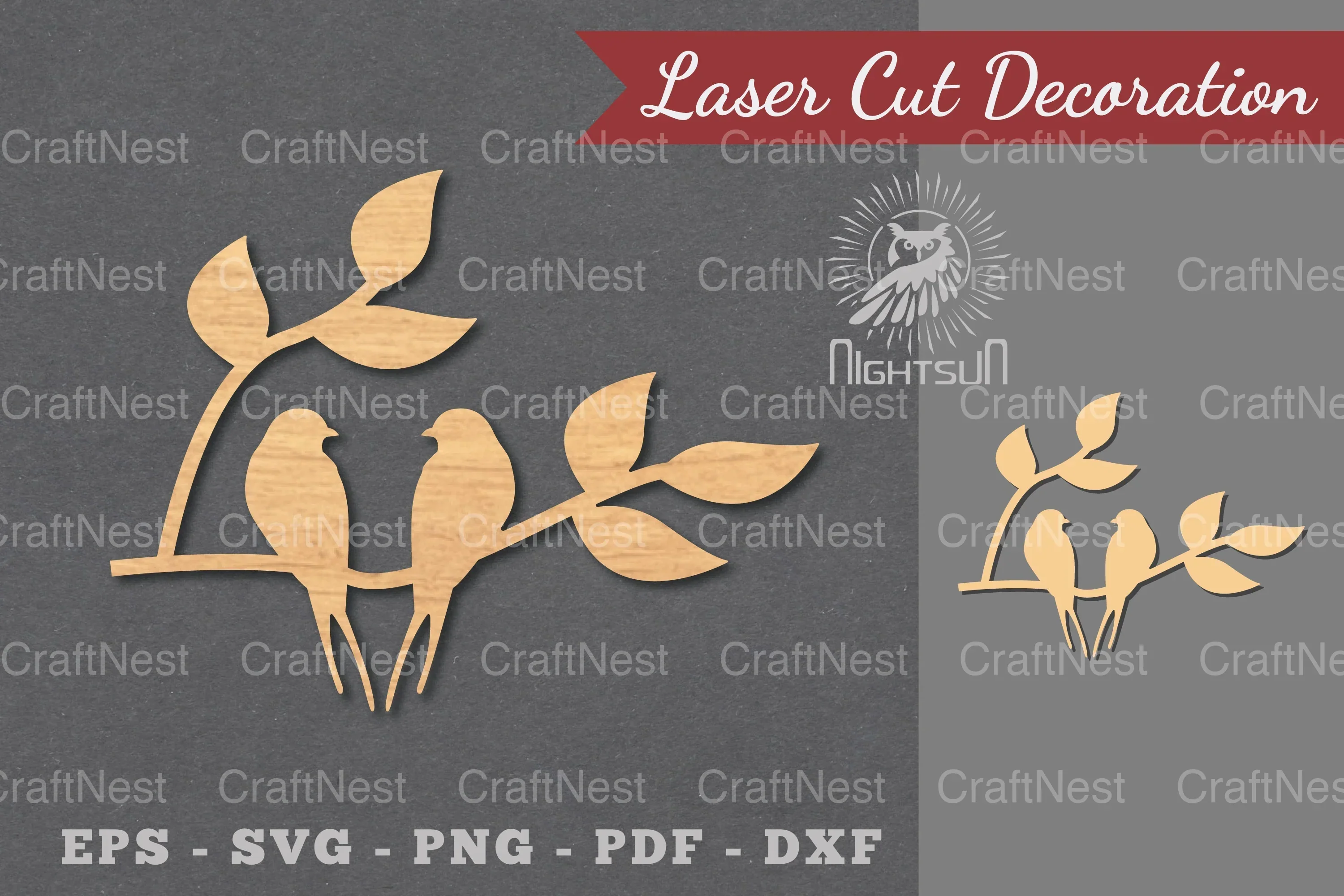 Couple Bird Laser Cut Decoration Clipart Bundle