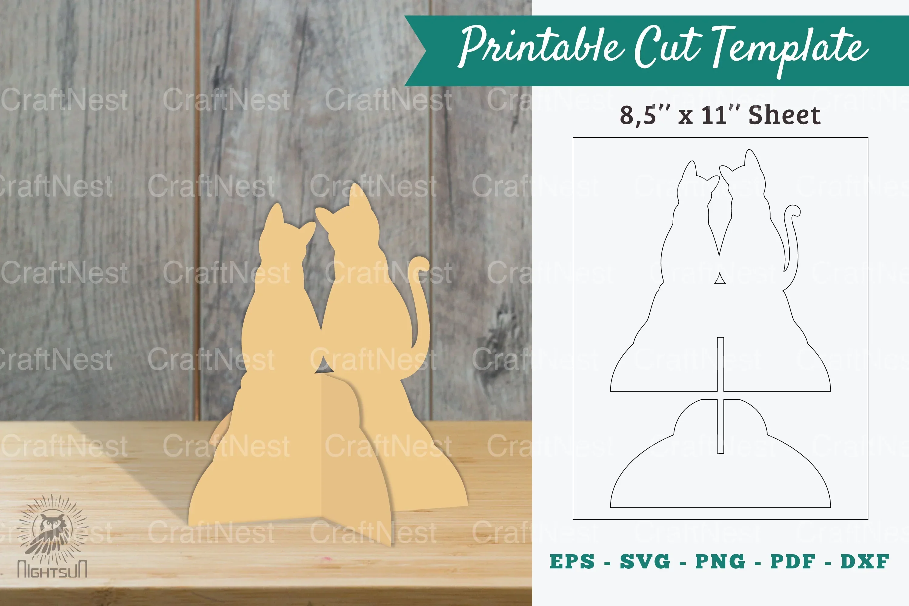 Couple Cat Printable Cut Template Bundle