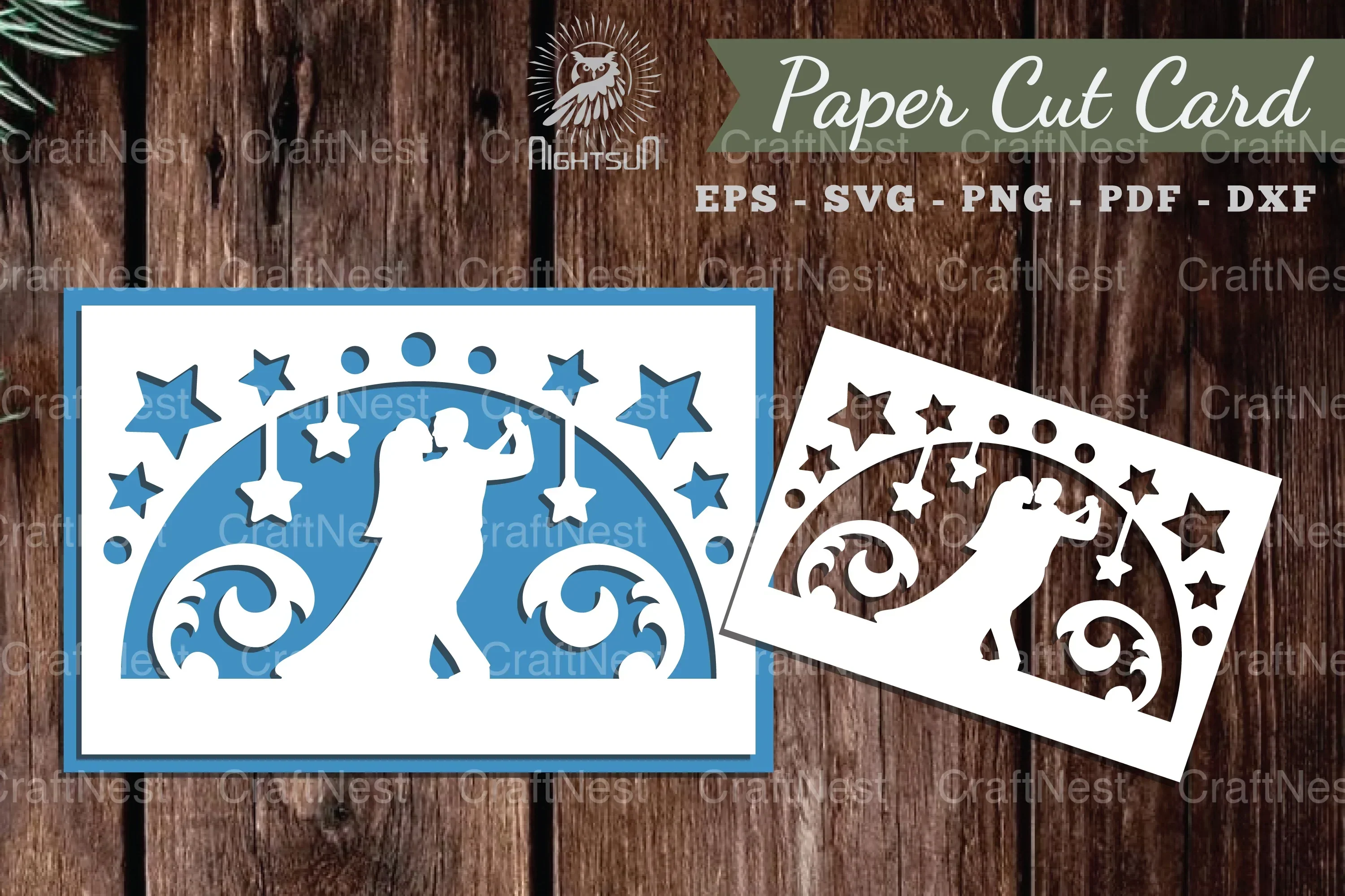 Couple Dance Papercut Card SVG Clipart