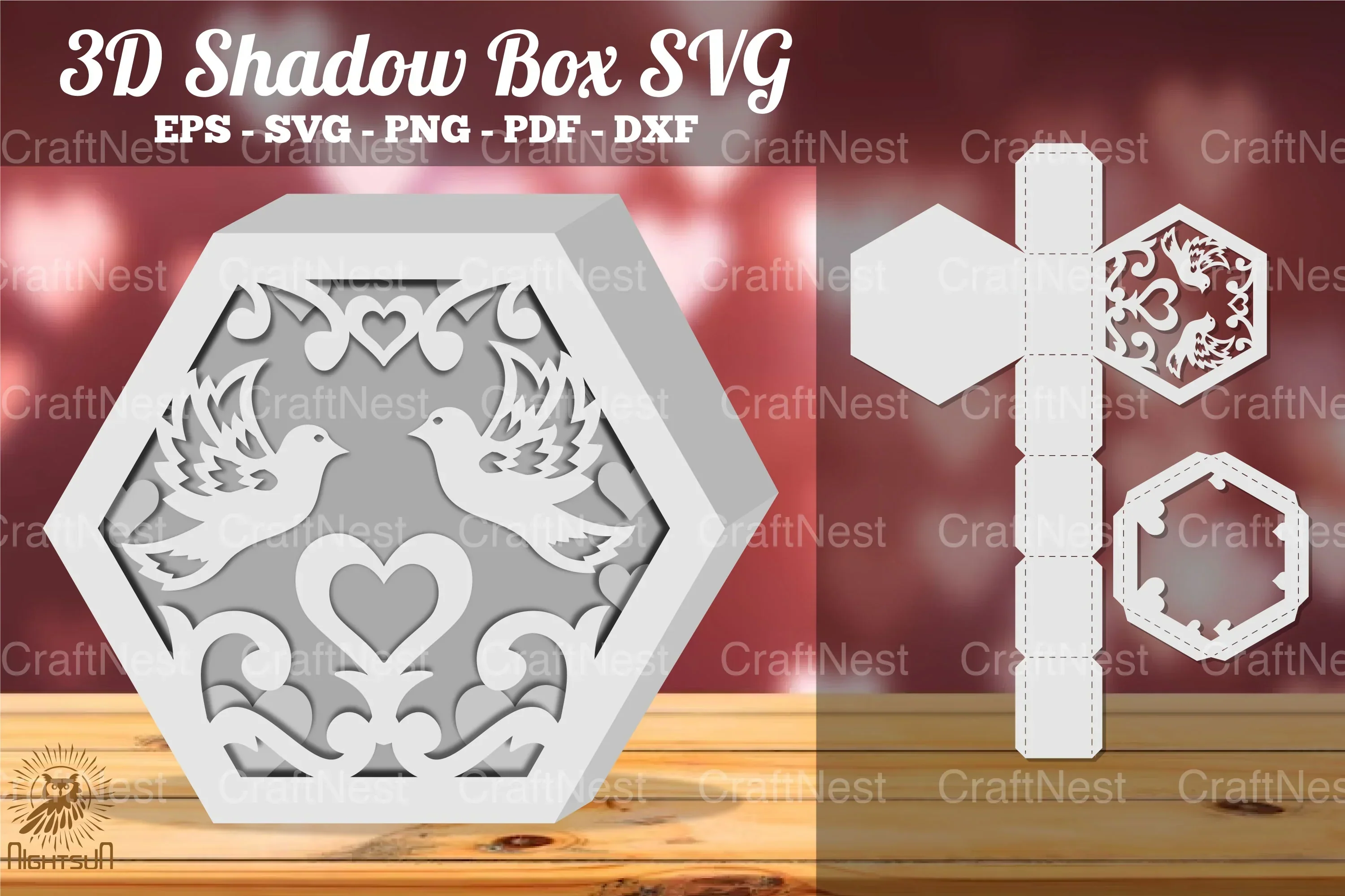 Couple Dove Shadow Box SVG Bundle