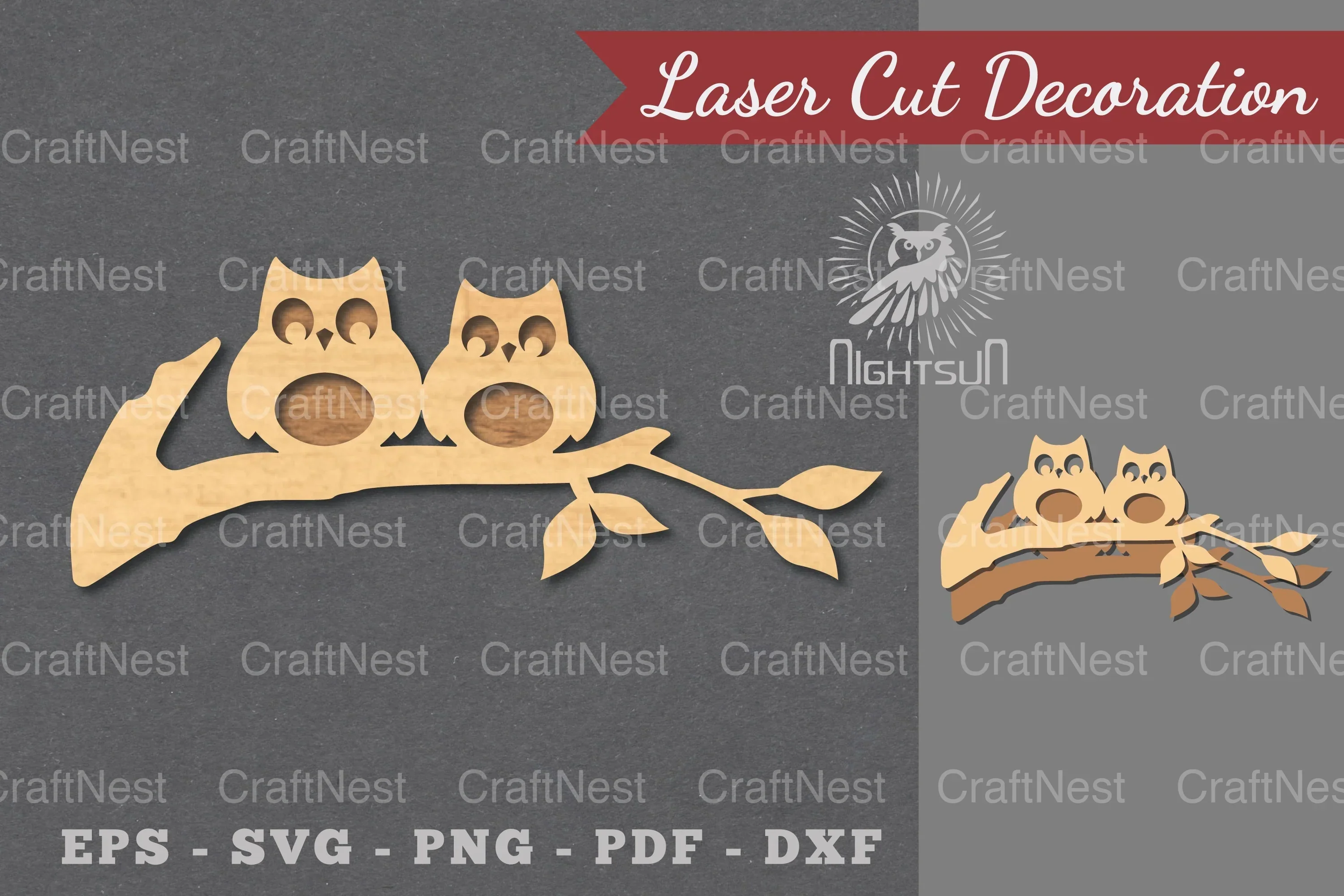 Couple Owl Laser Cut Decoration Clipart Bundle