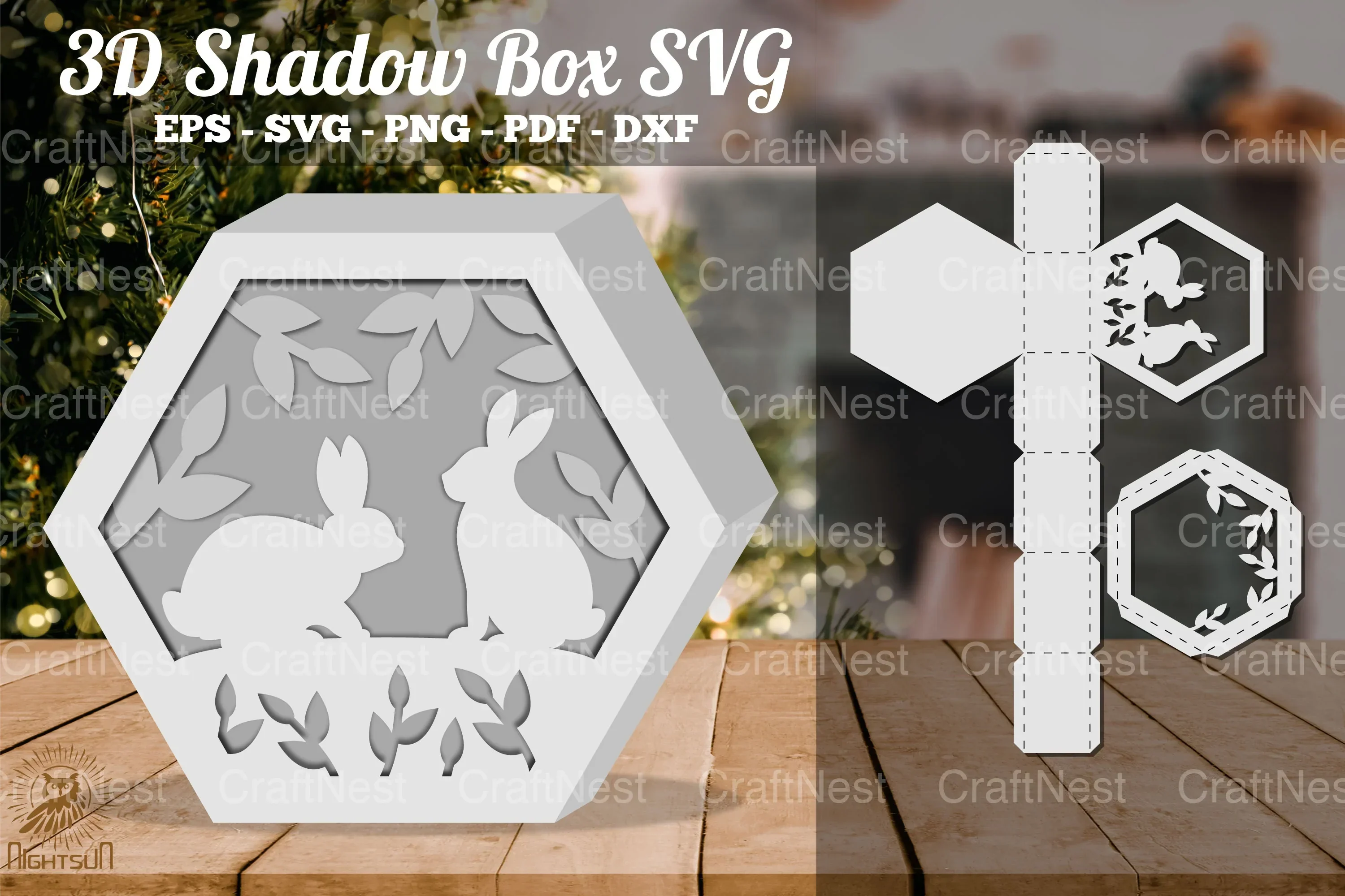 Couple Rabbit 3D Shadow Box SVG Bundle