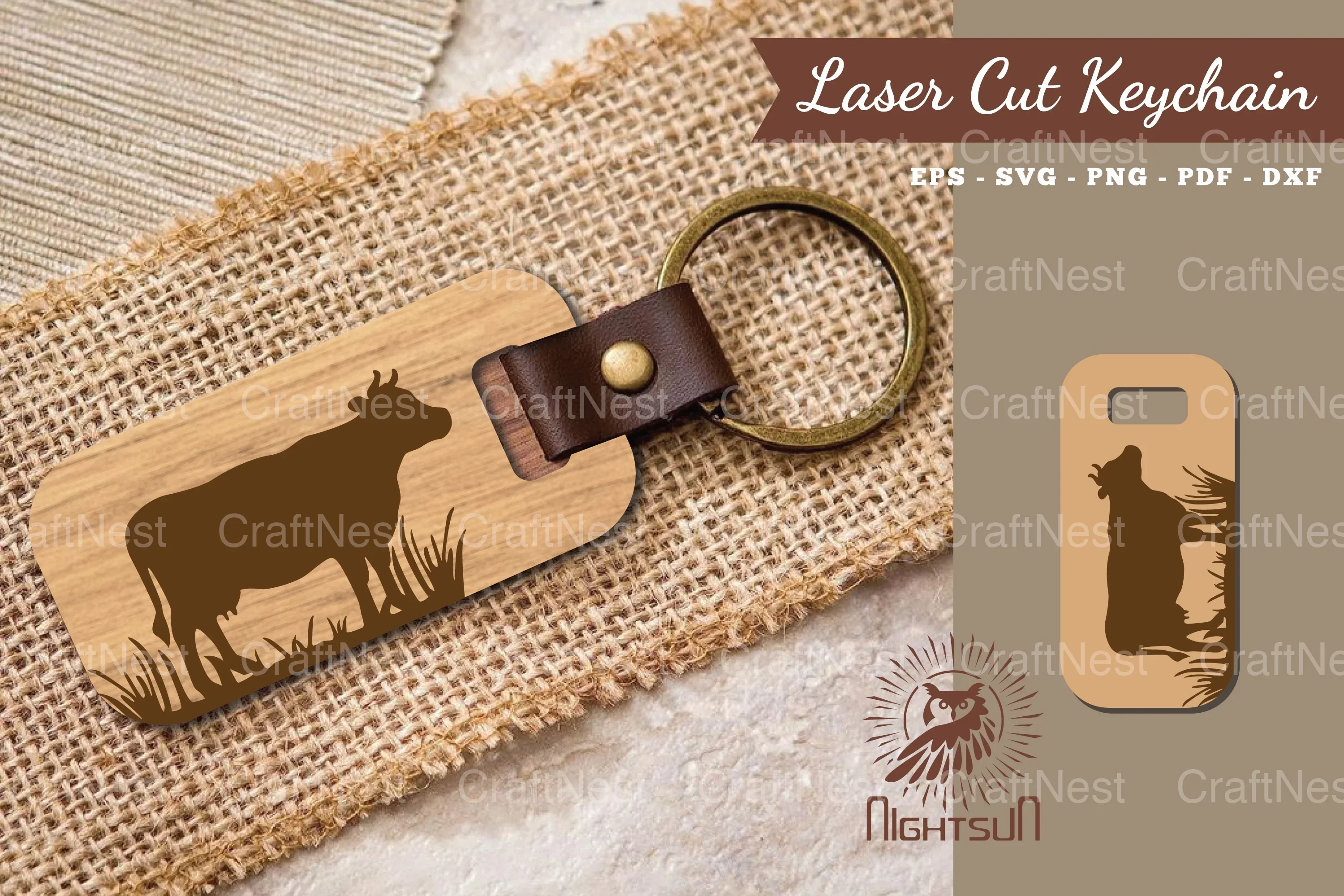 Cow Laser Cut Keychain SVG Bundle