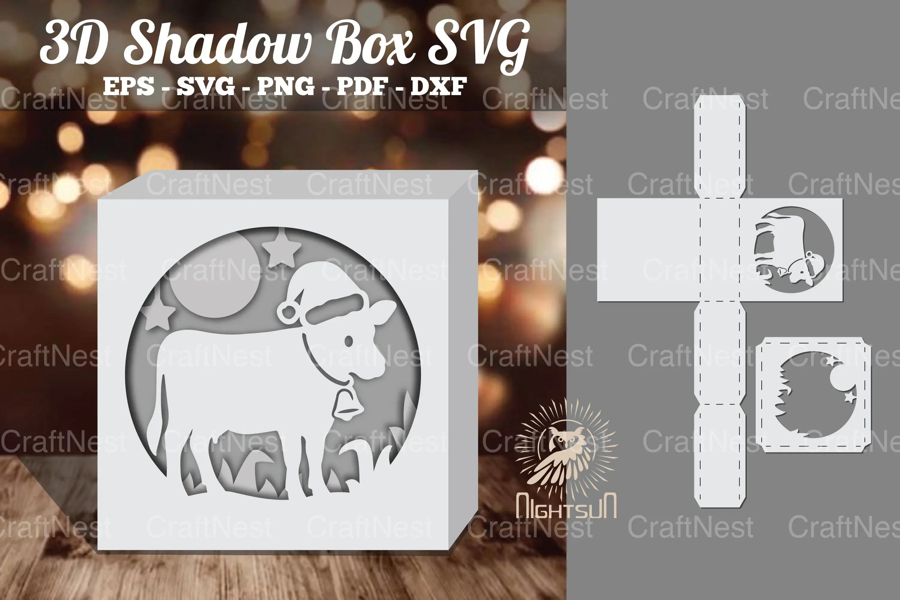 Cow Papercut Shadow Box Design Bundle
