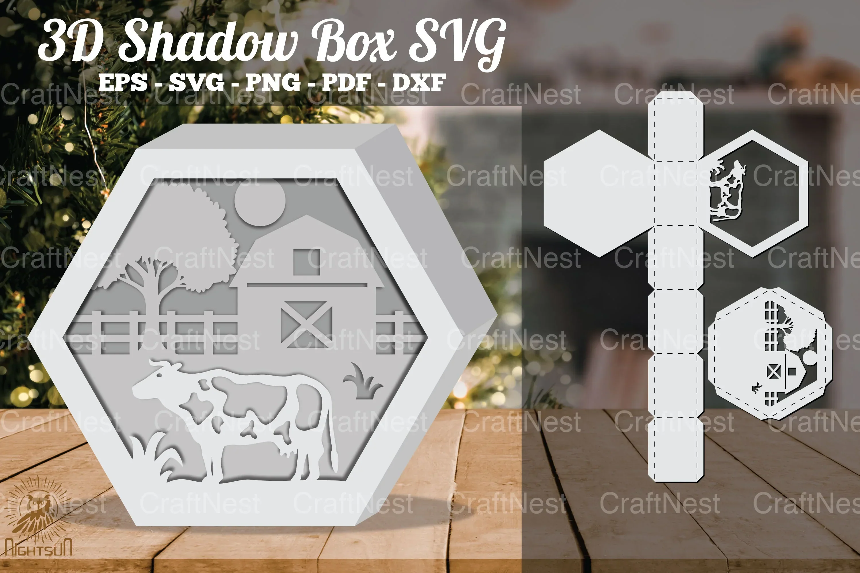 Cows on the Farm 3D Shadow Box SVG Bundle