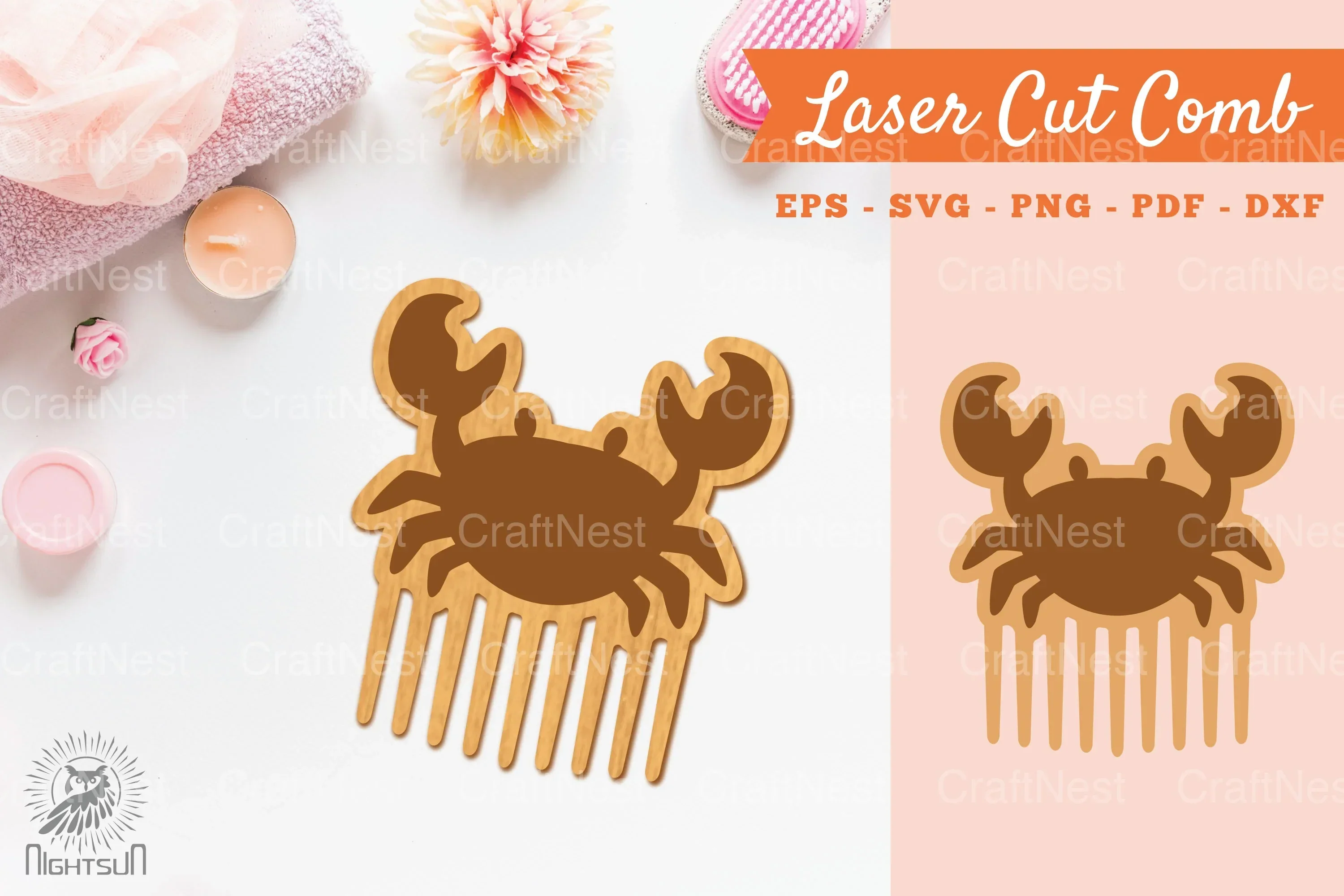 Crab Laser Cut Comb Clipart Bundle