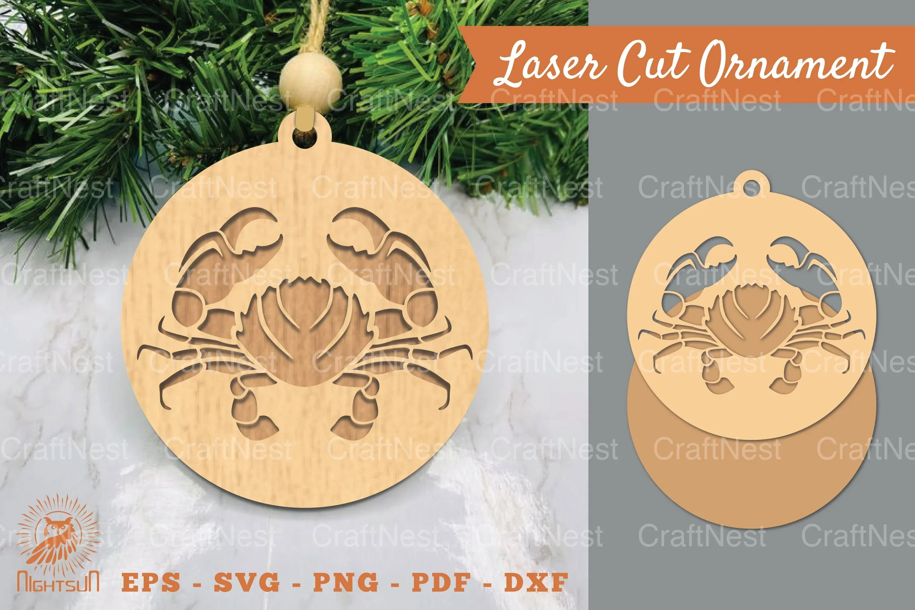 Crab Laser Cut Ornament Clipart Bundle