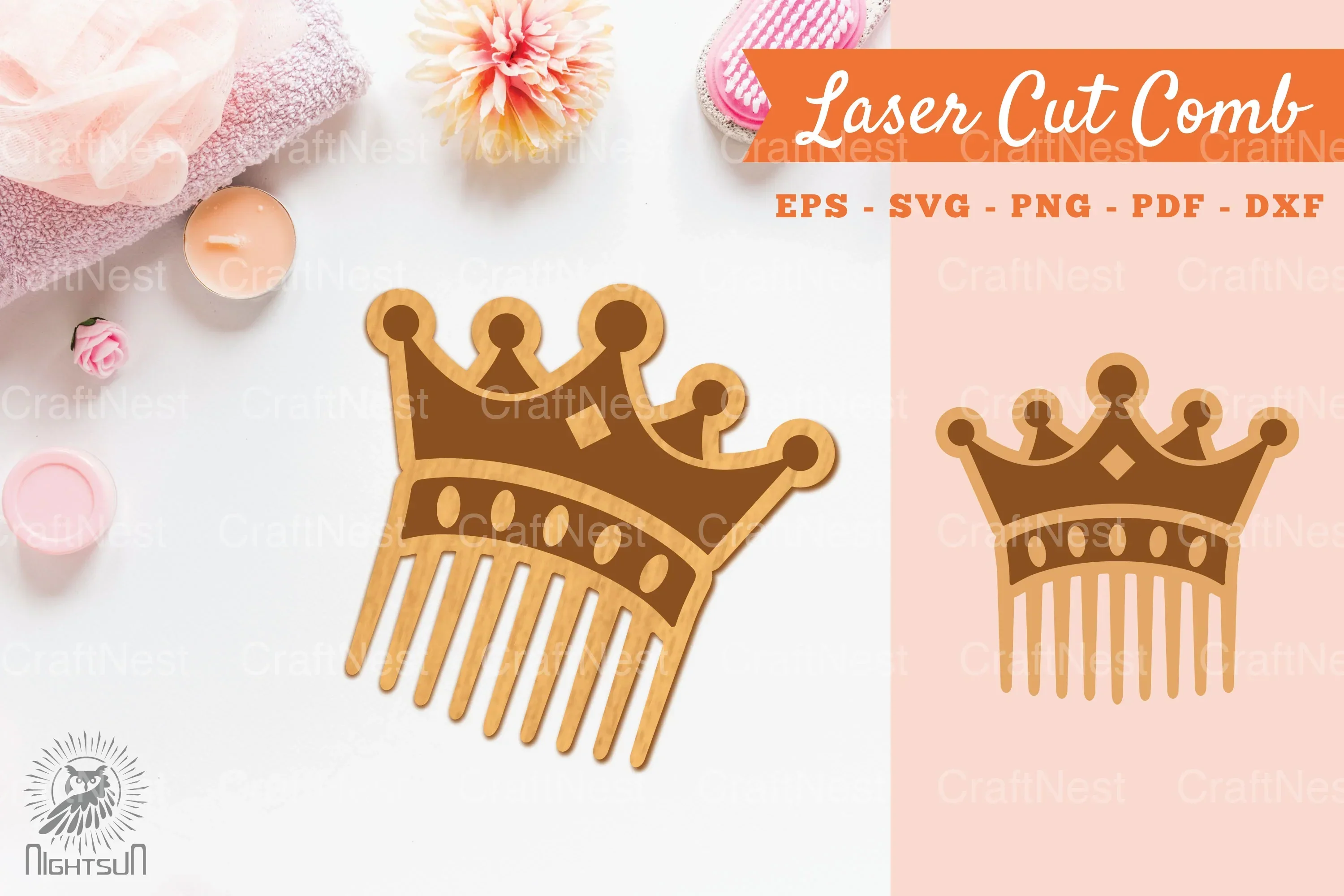 Crown Laser Cut Comb SVG Bundle