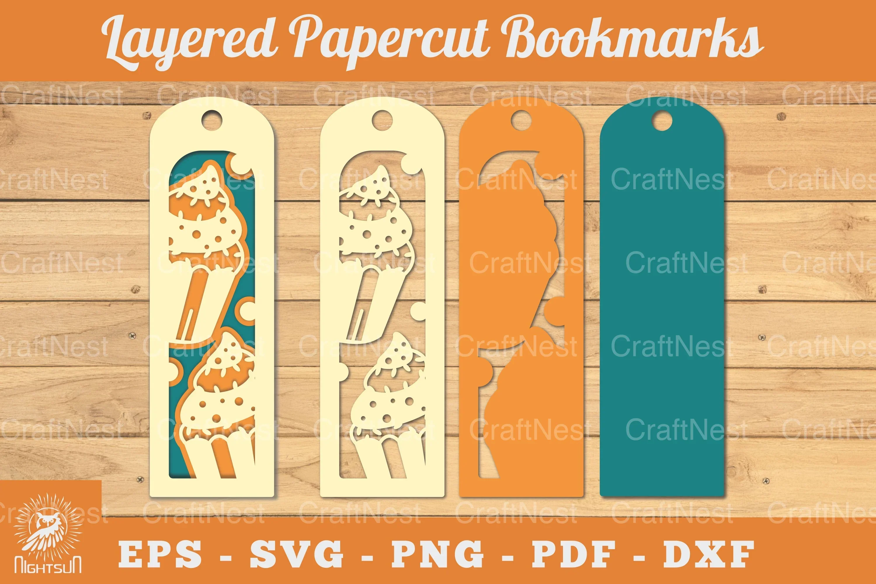 Cupcake Papercut Bookmark SVG Bundle