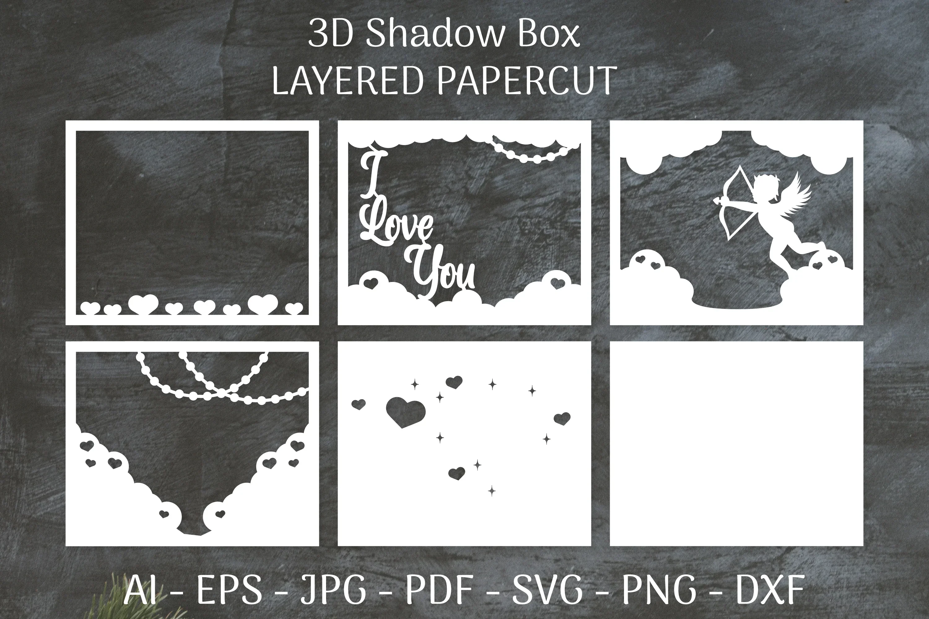 Cupid I Love You 3D Shadow Box Papercut SVG Bundle - Image 2