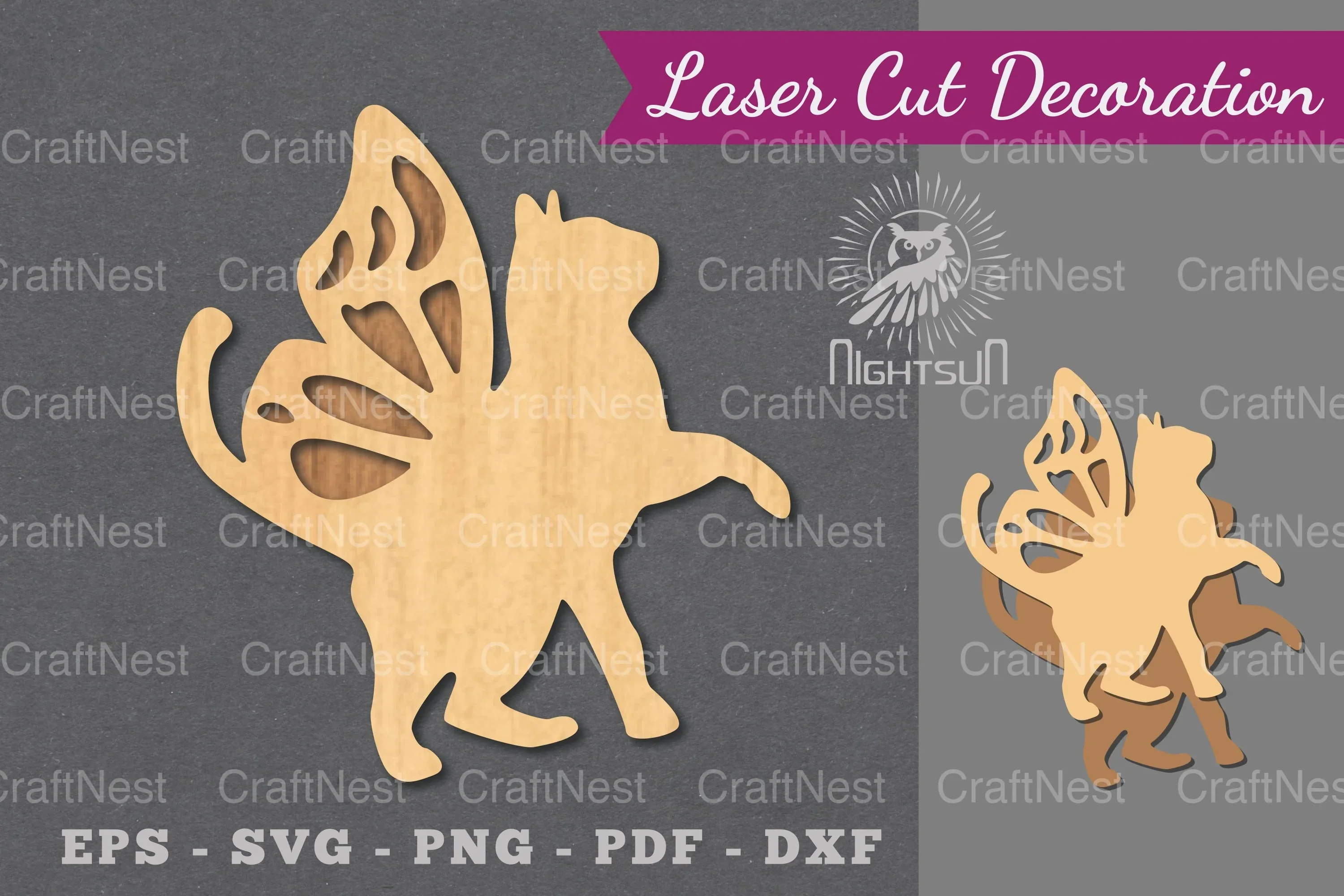 Cute Cat Laser Cut Decoration Clipart Bundle