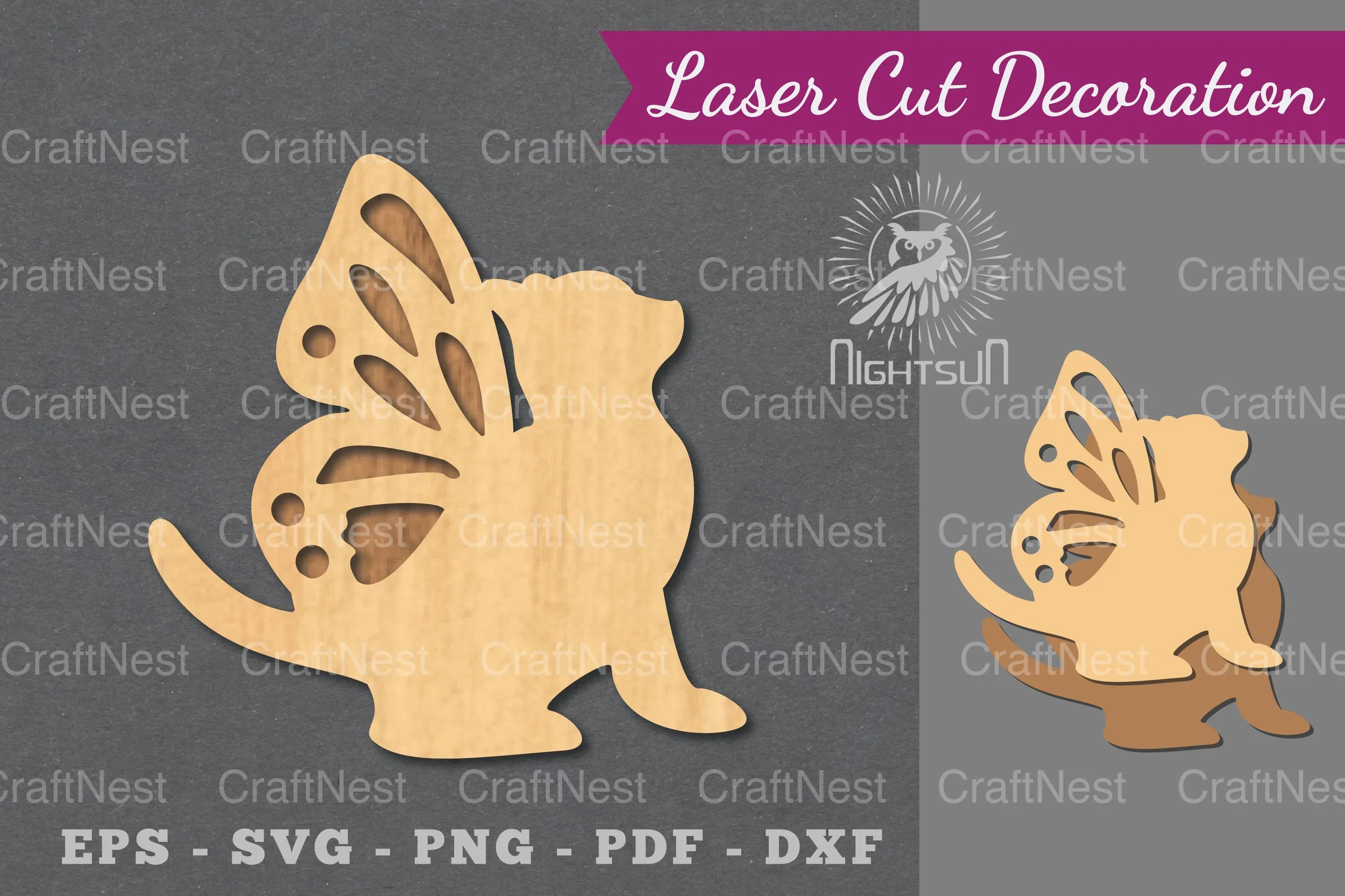 Cute Cat Laser Cut Decoration Clipart Bundle