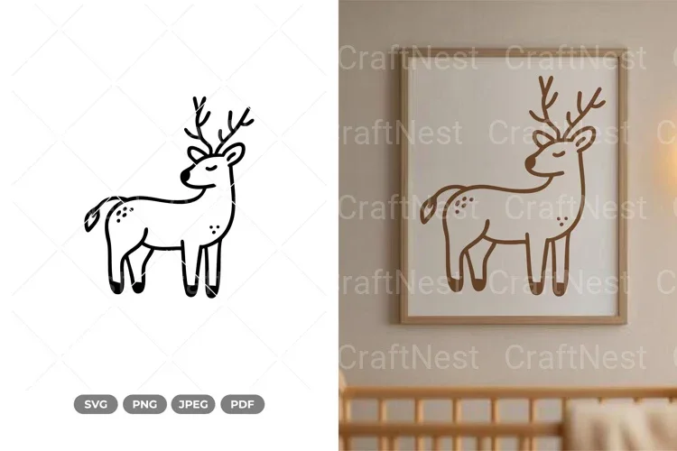 Cute Deer Nursery Doodle Clipart Bundle