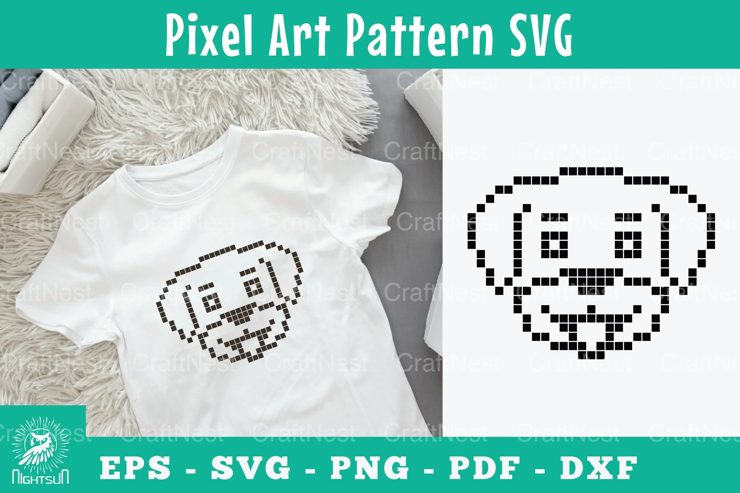 Cute Dog Pixel Art Pattern Clipart Bundle