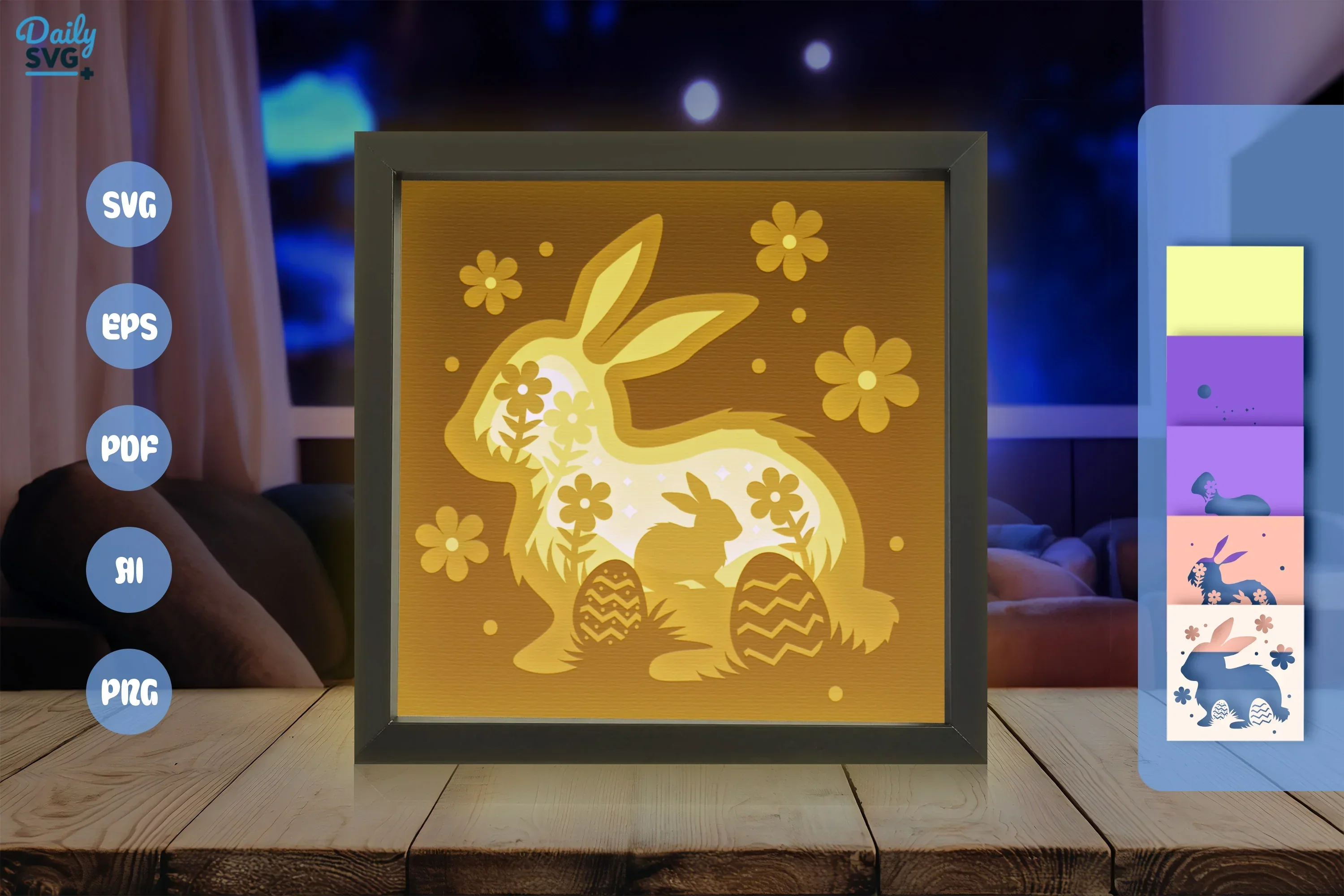 Cute Easter Bunny Papercut SVG Bundle for Easter Eggs - Image 3