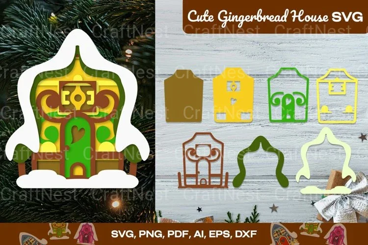 Cute Gingerbread House Clipart Bundle
