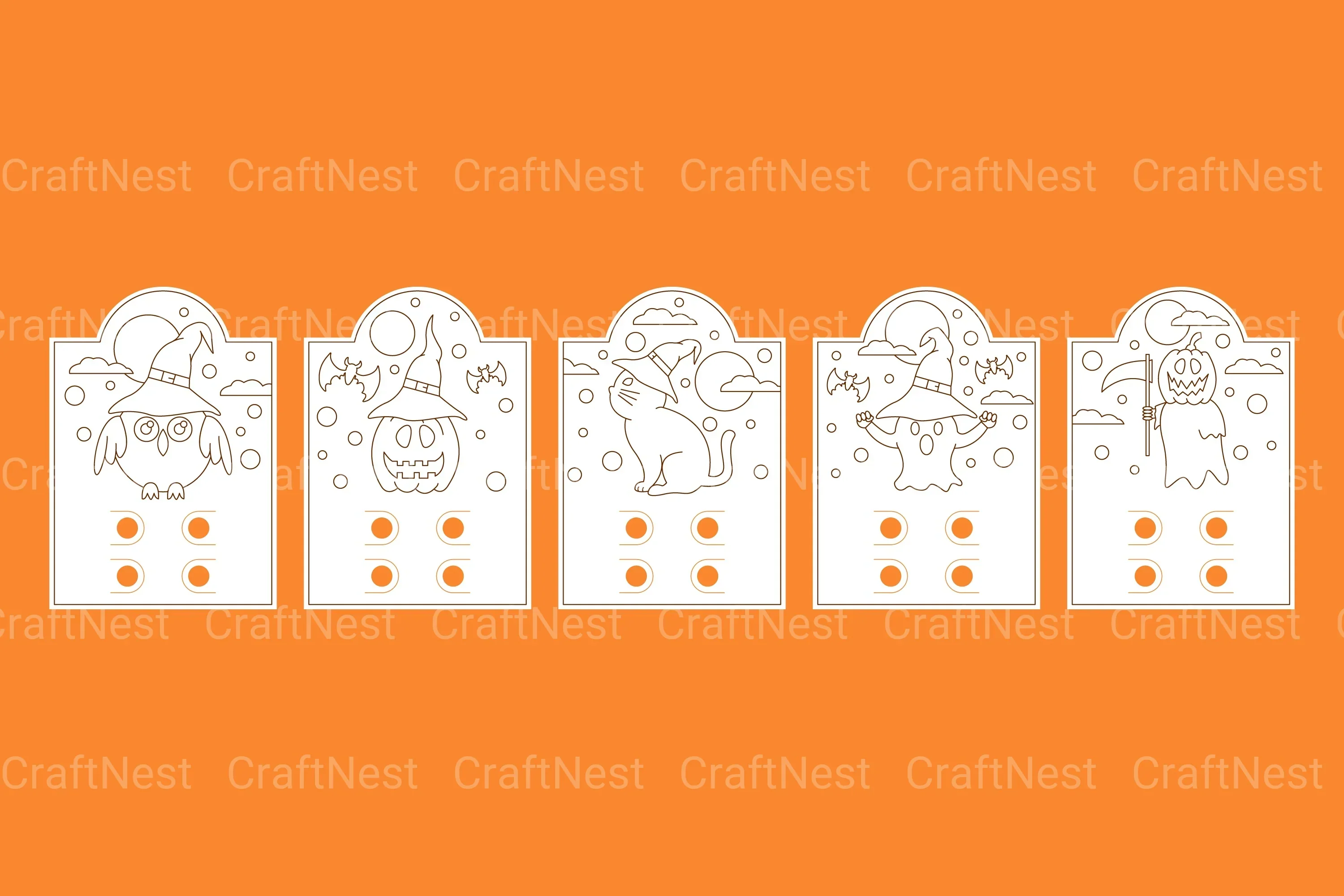 Cute Halloween Coloring Card Bundle - Image 2