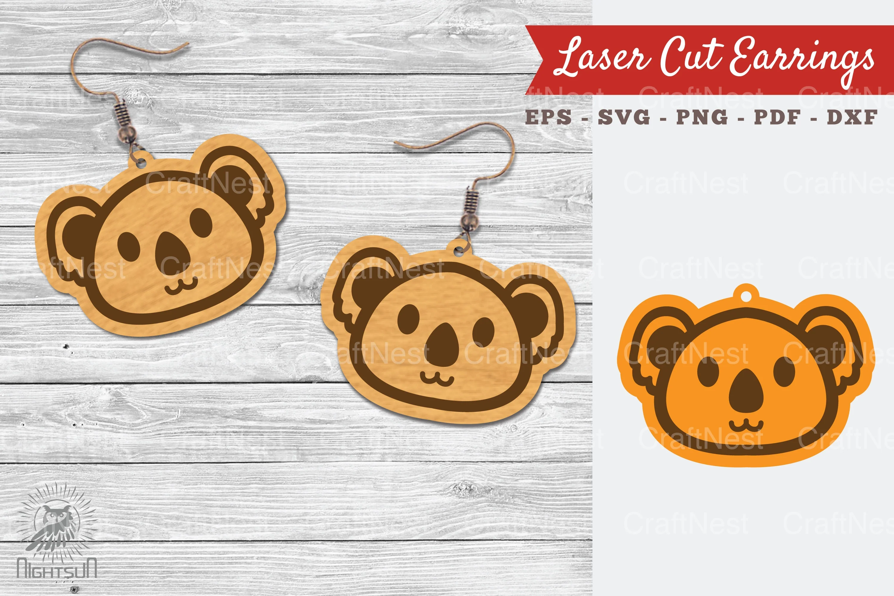Cute Koala Laser Cut Earrings Design Bundle