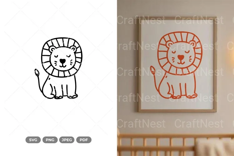 Cute Lion Nursery Doodle Clipart Bundle