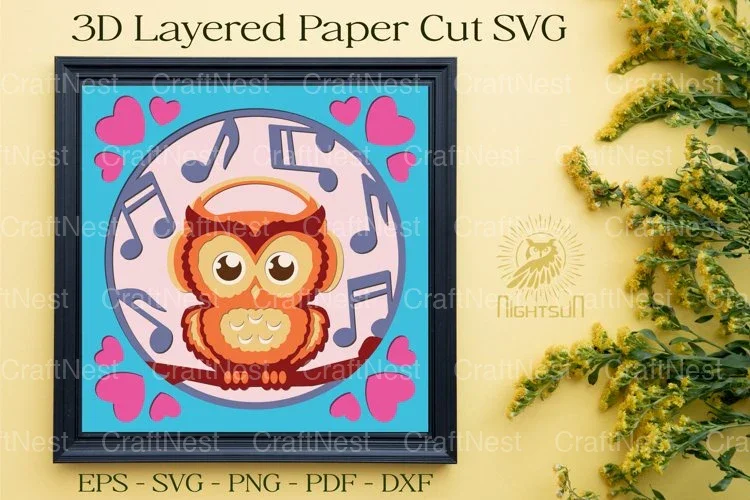 Cute Owl 3D Papercut Clipart Bundle