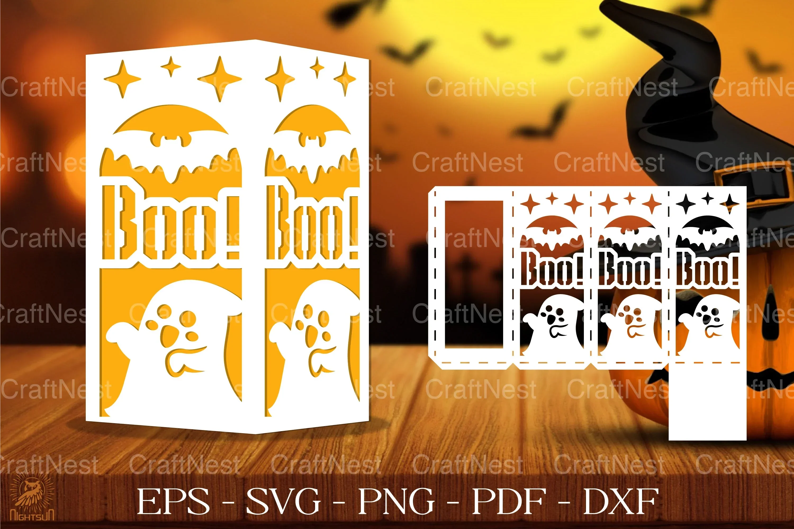 Cute Spooky Ghost Lantern Paper Cutting Clipart Bundle