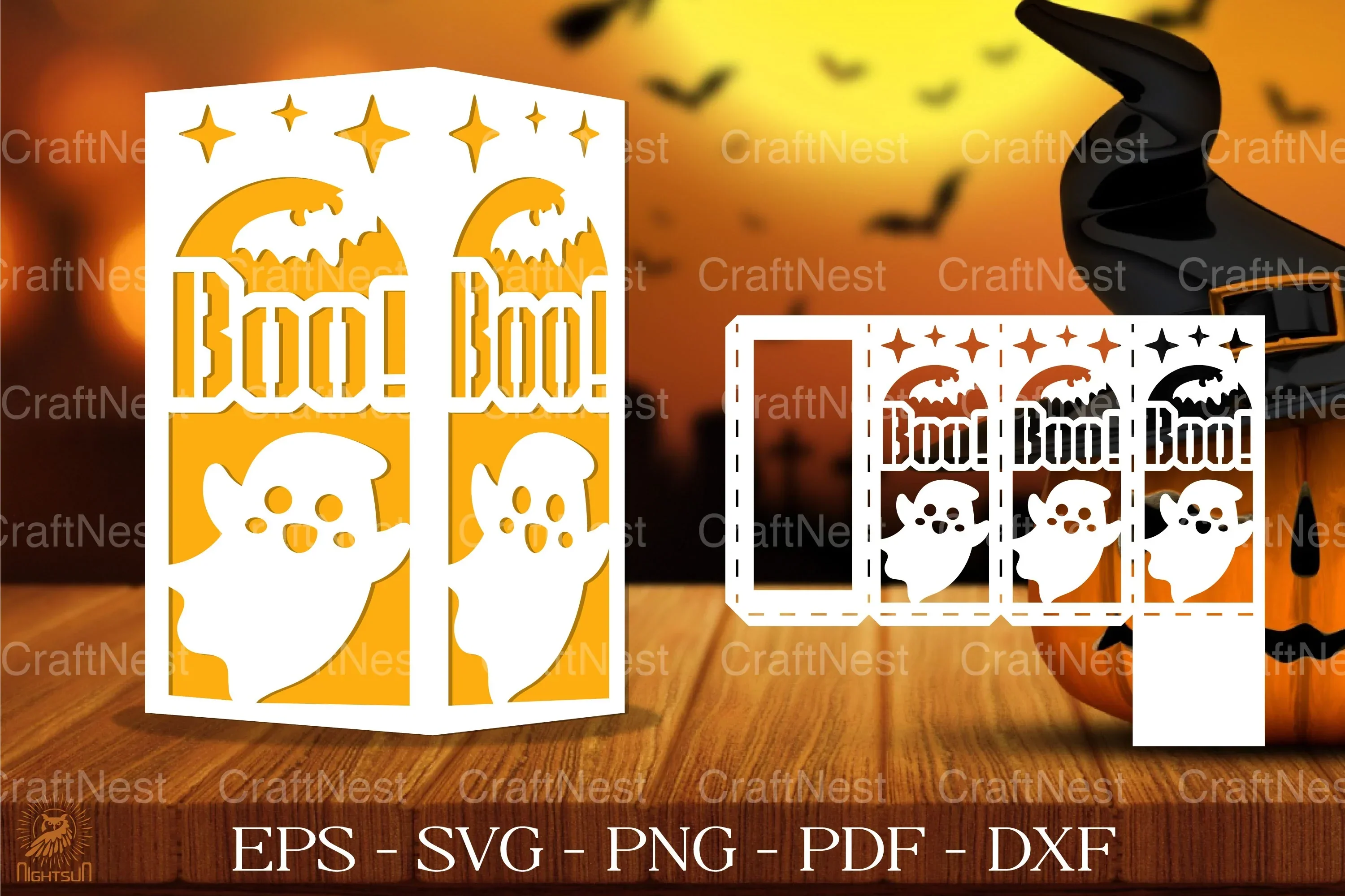 Cute Spooky Ghost Lantern Papercut Clipart Bundle