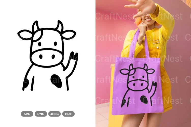 Cute Waving Cow Clipart Bundle