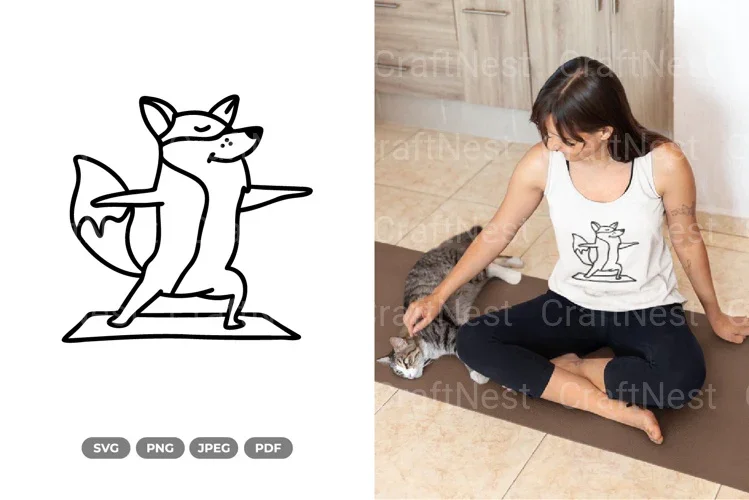 Cute Yoga Fox Clipart Bundle