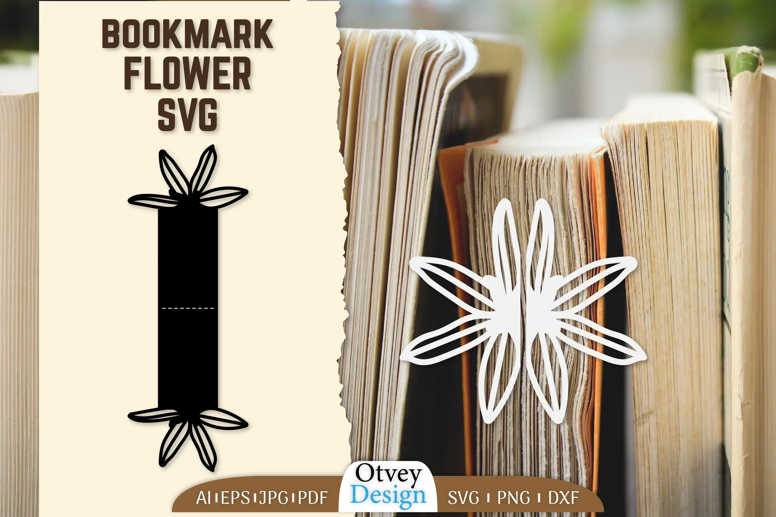 Cutout Flower Bookmark SVG Bundle