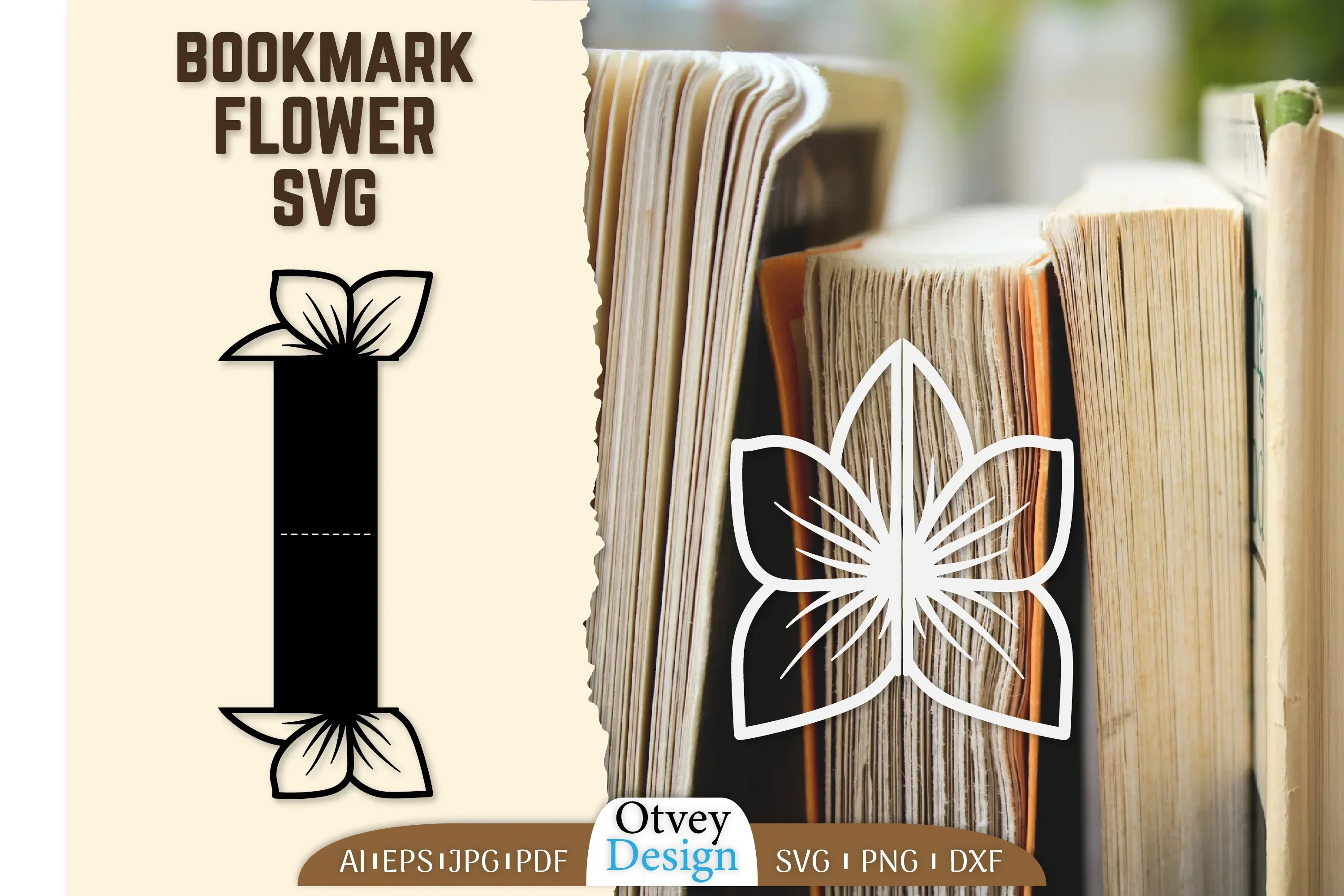 Cutout Flower Bookmark SVG Bundle