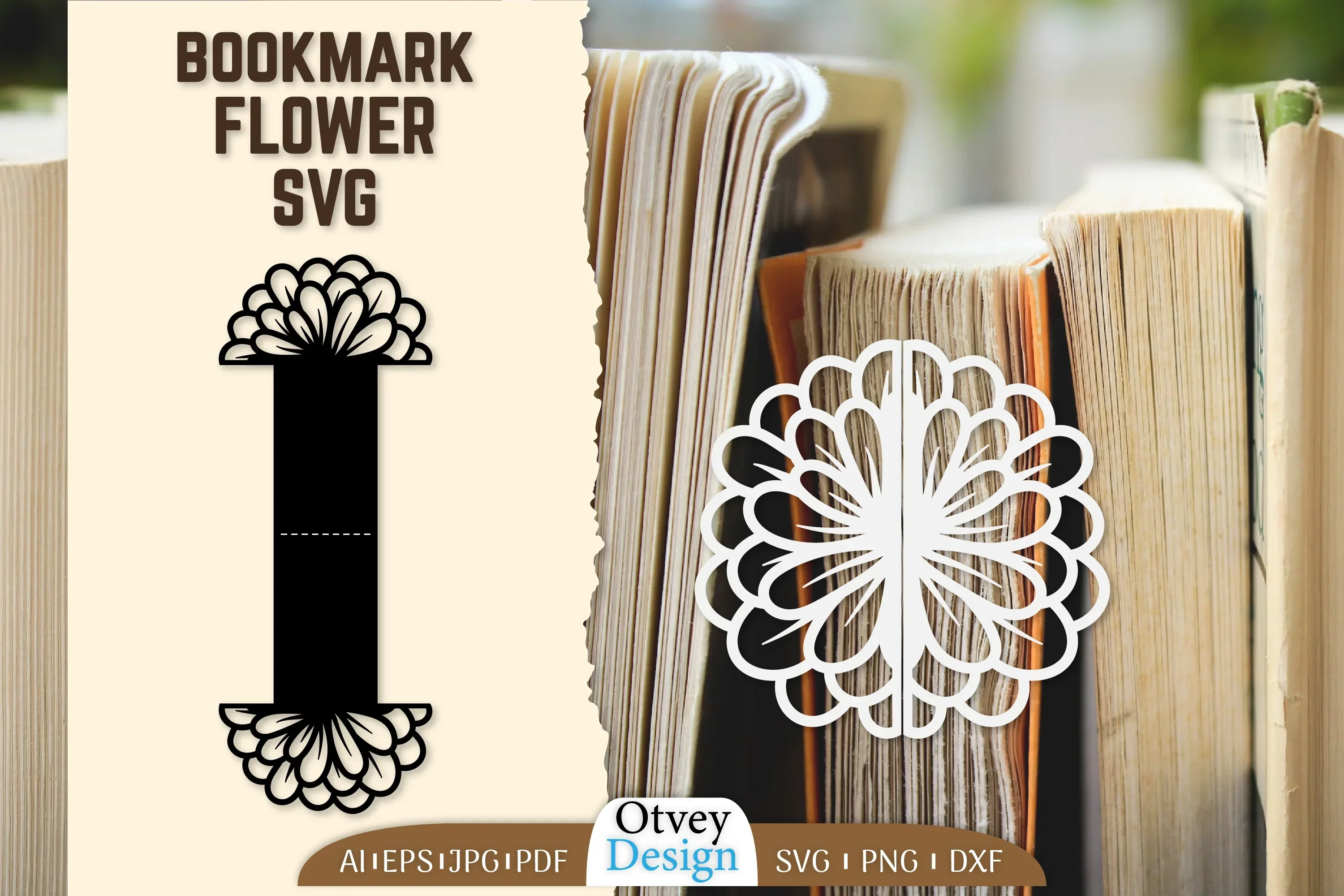Cutout Flower Bookmark SVG Bundle