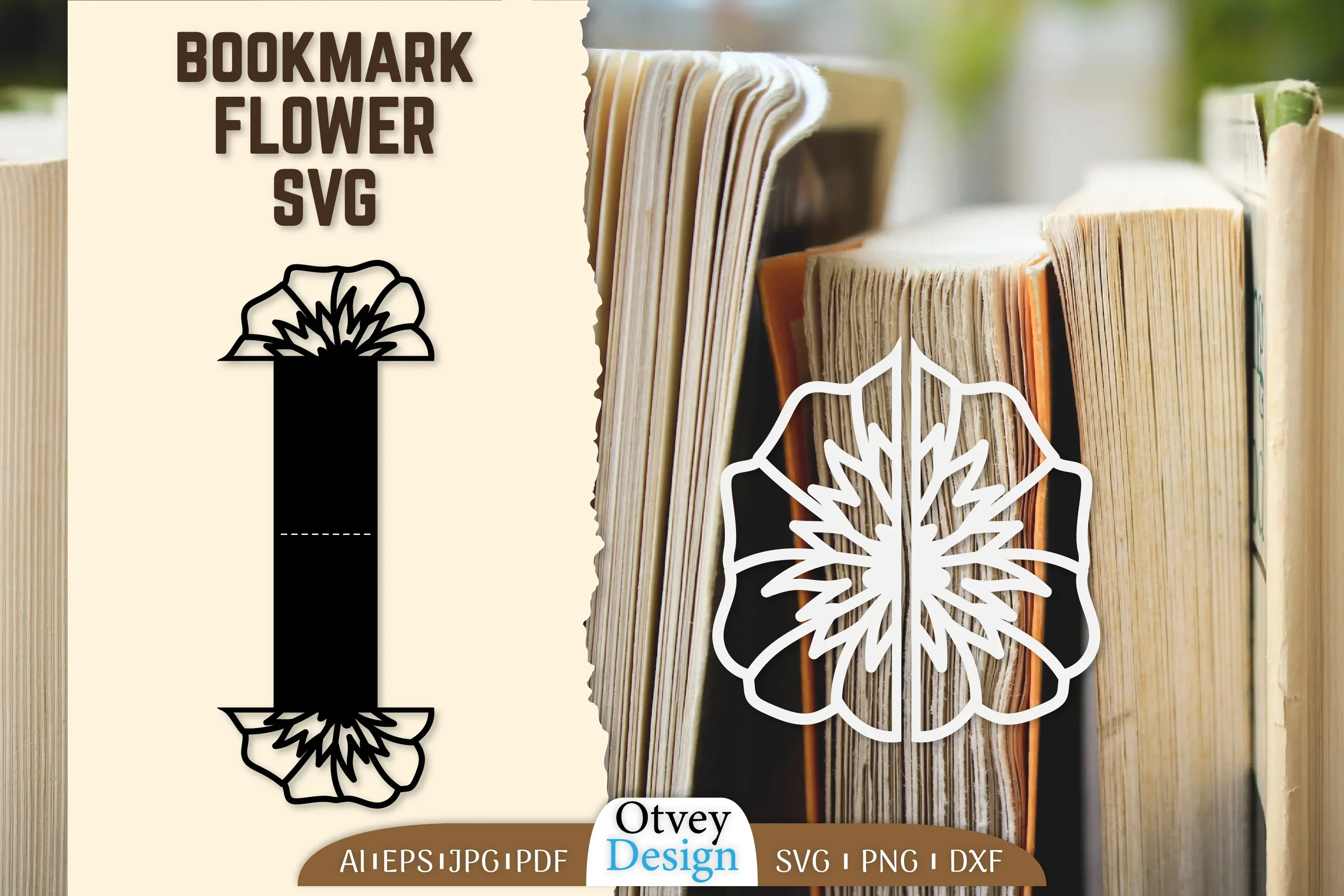 Cutout Flower Bookmark SVG Bundle