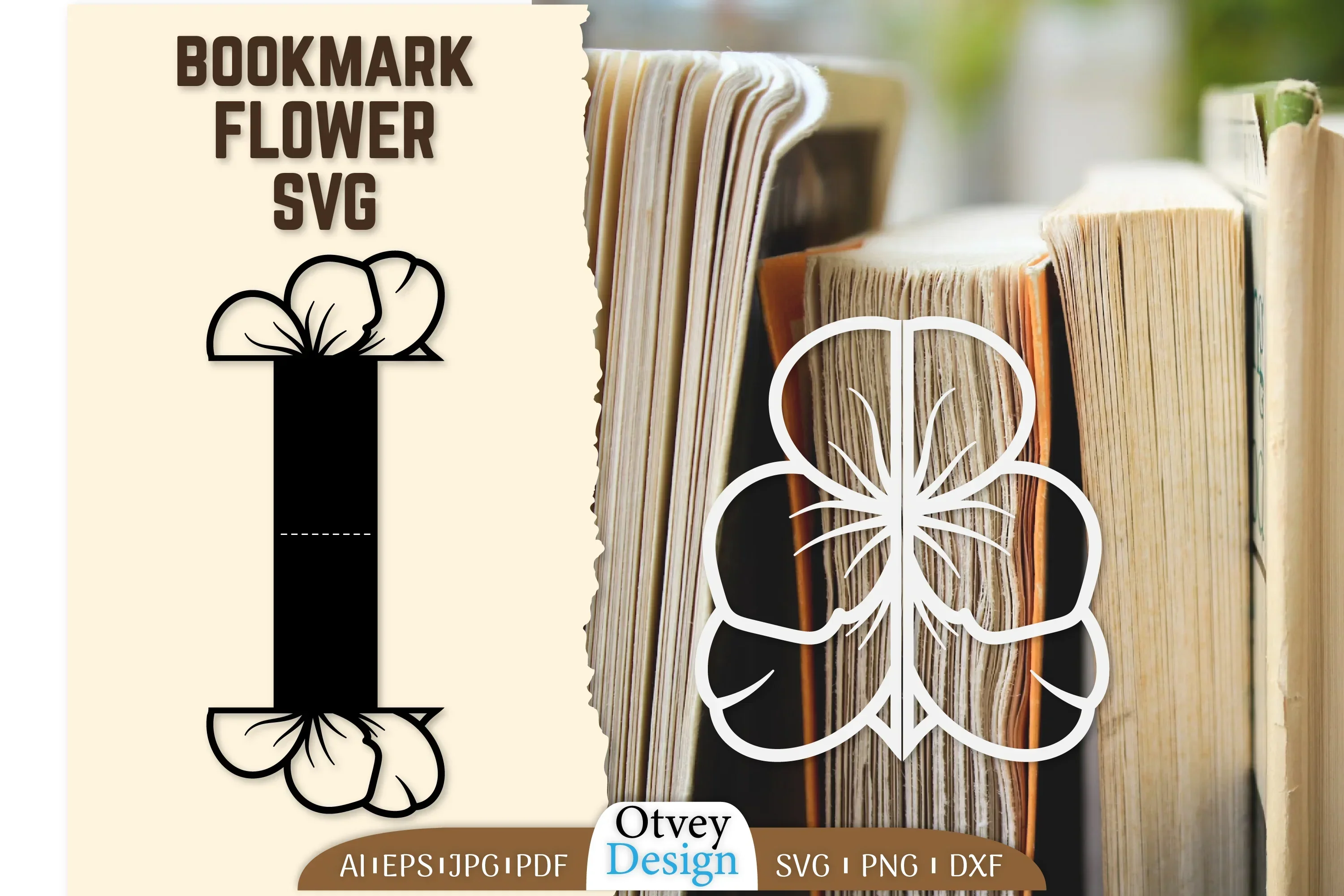 Cutout Flower Bookmark SVG Bundle