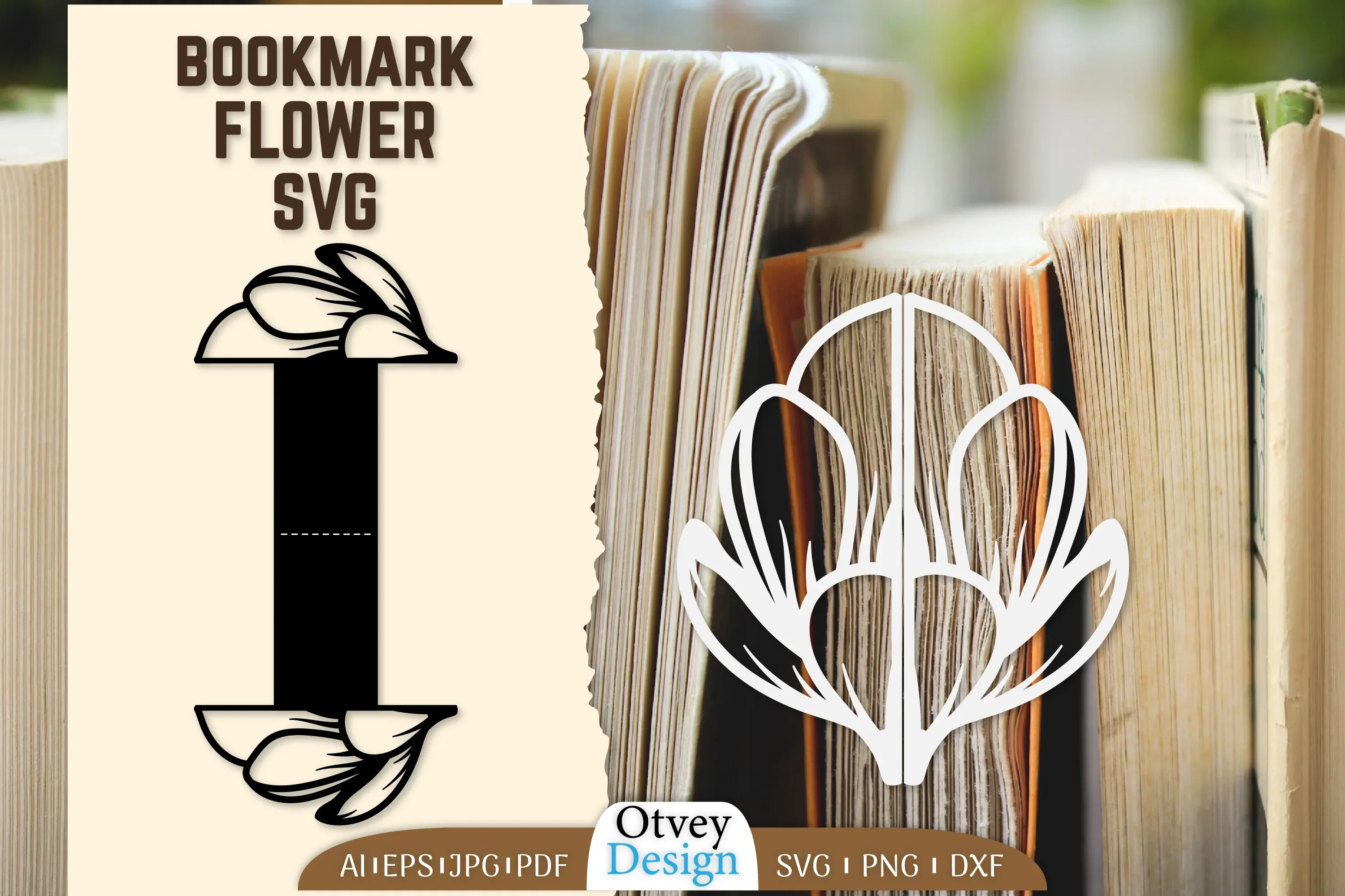 Cutout Flower Bookmark SVG Bundle