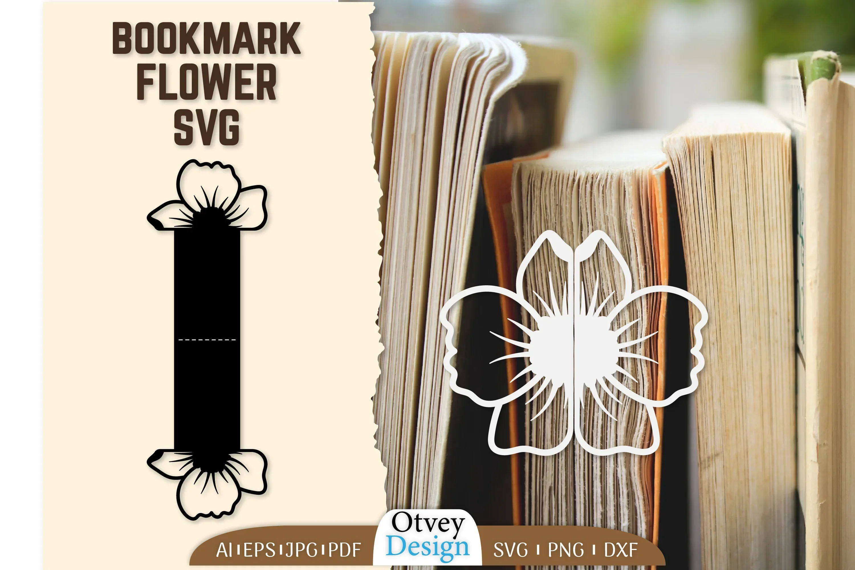 Cutout Flower Bookmark SVG Bundle