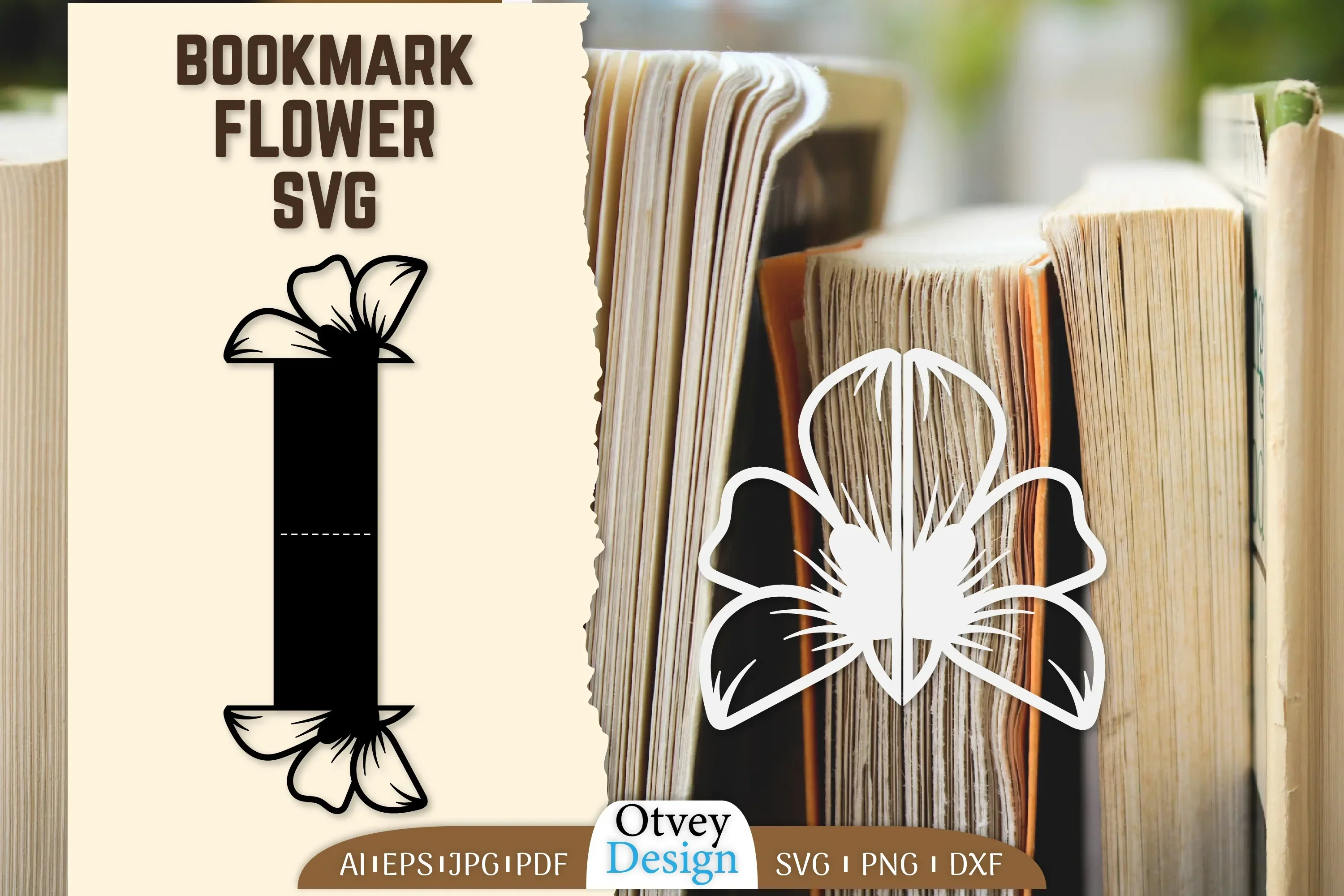 Cutout Flower Bookmark SVG Bundle