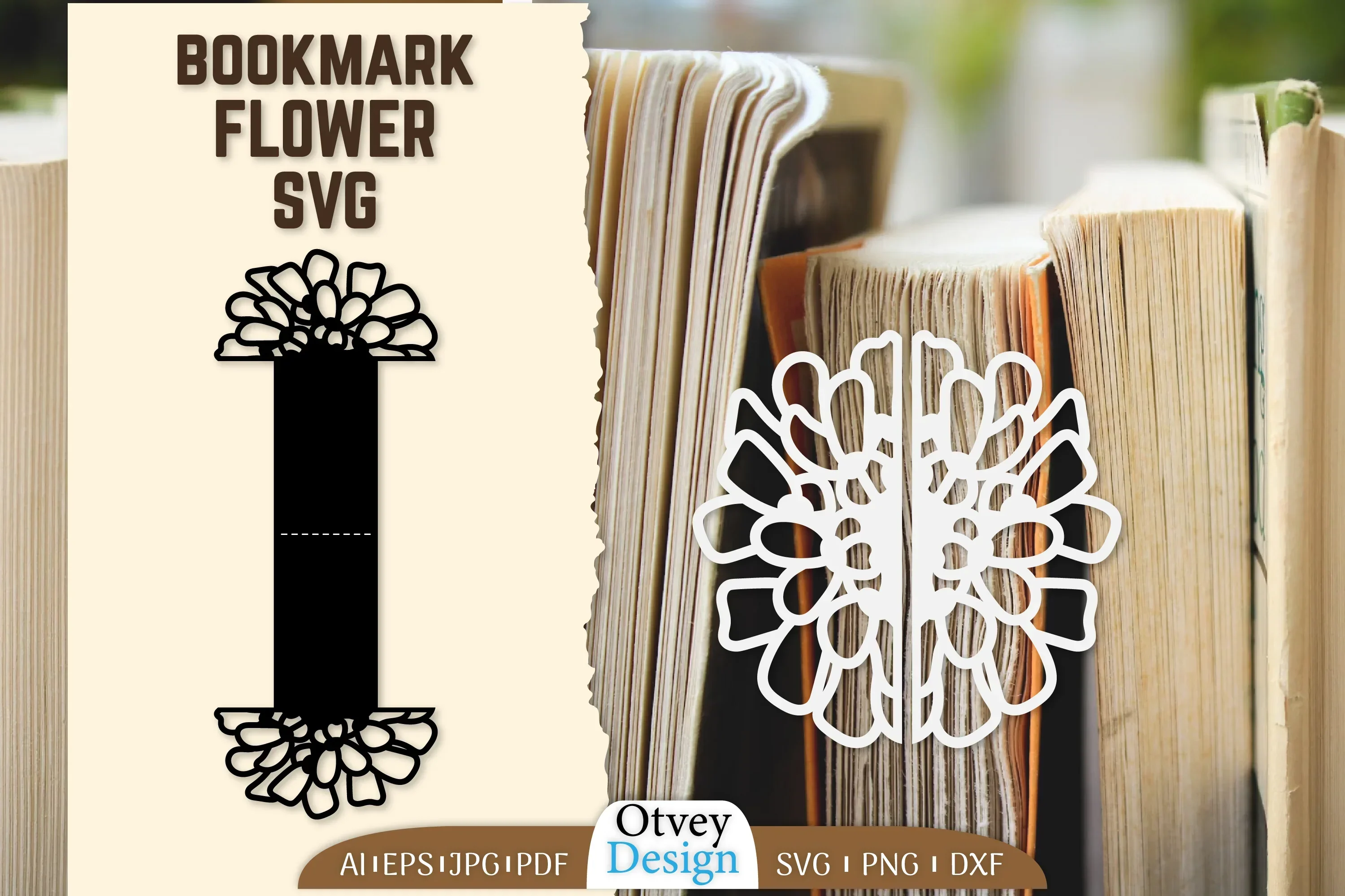 Cutout Flower Bookmark SVG Bundle