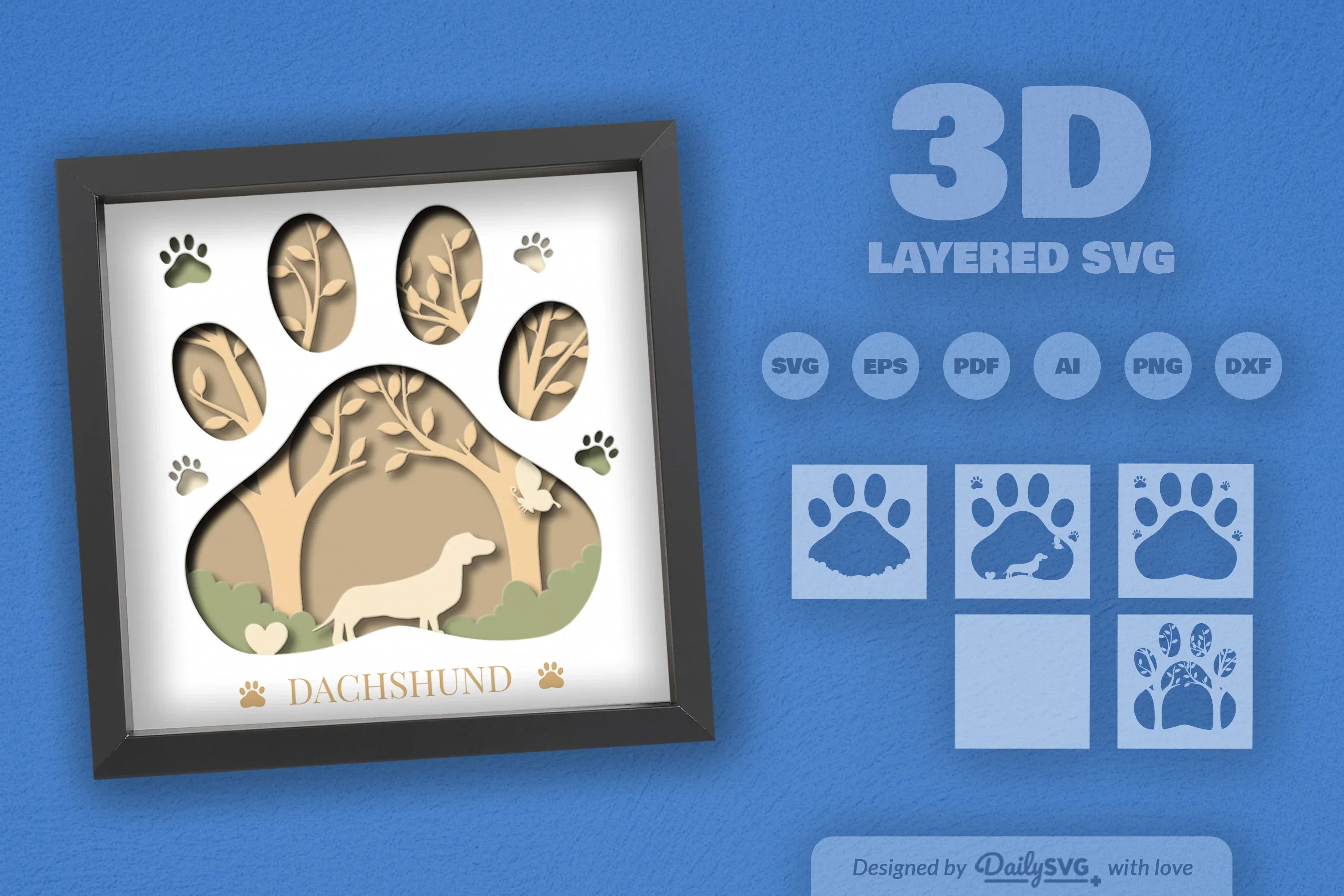 Dachshund Papercut SVG Bundle for Crafting - Image 2