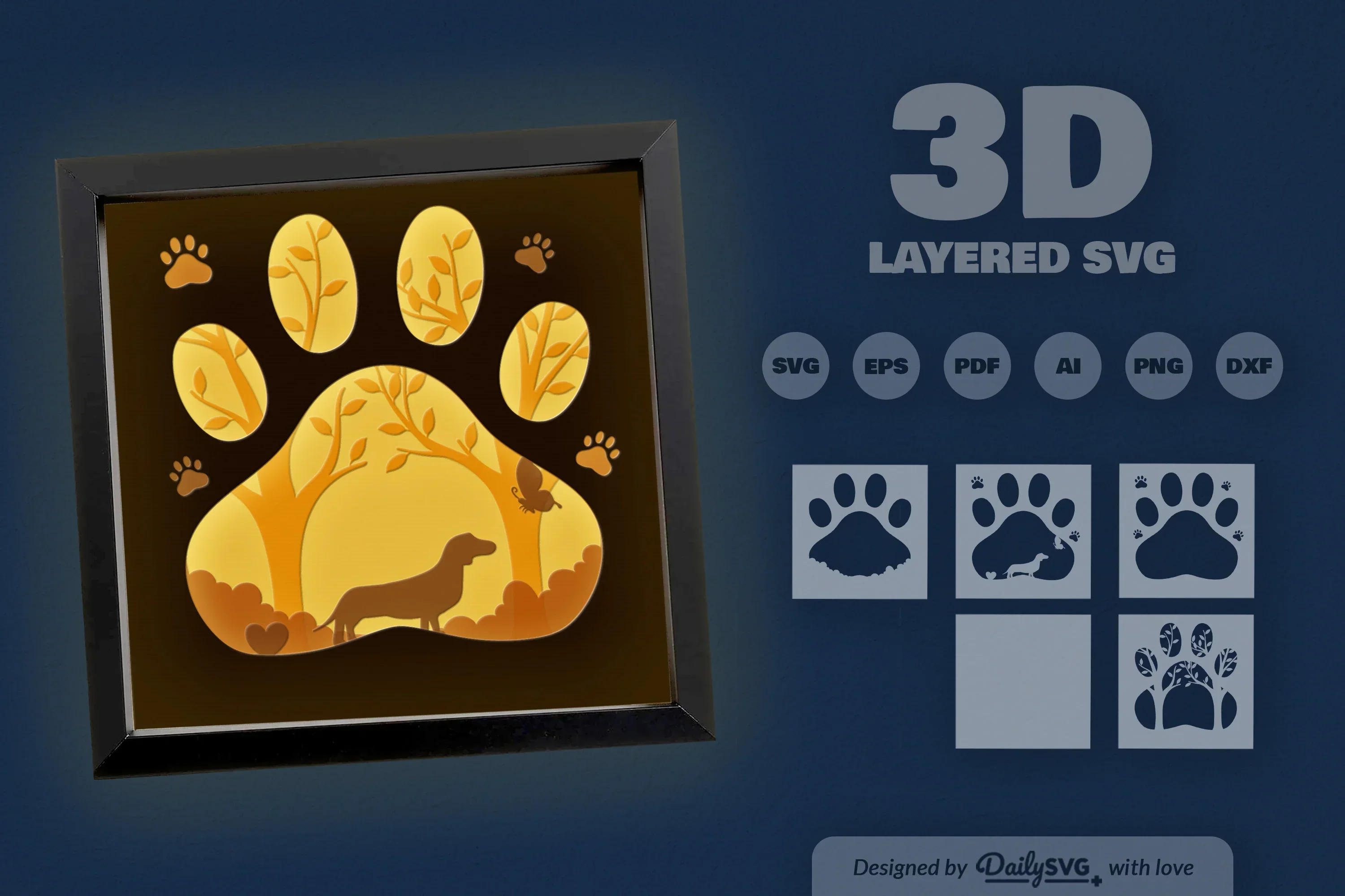 Dachshund Papercut SVG Bundle for Crafting - Image 3