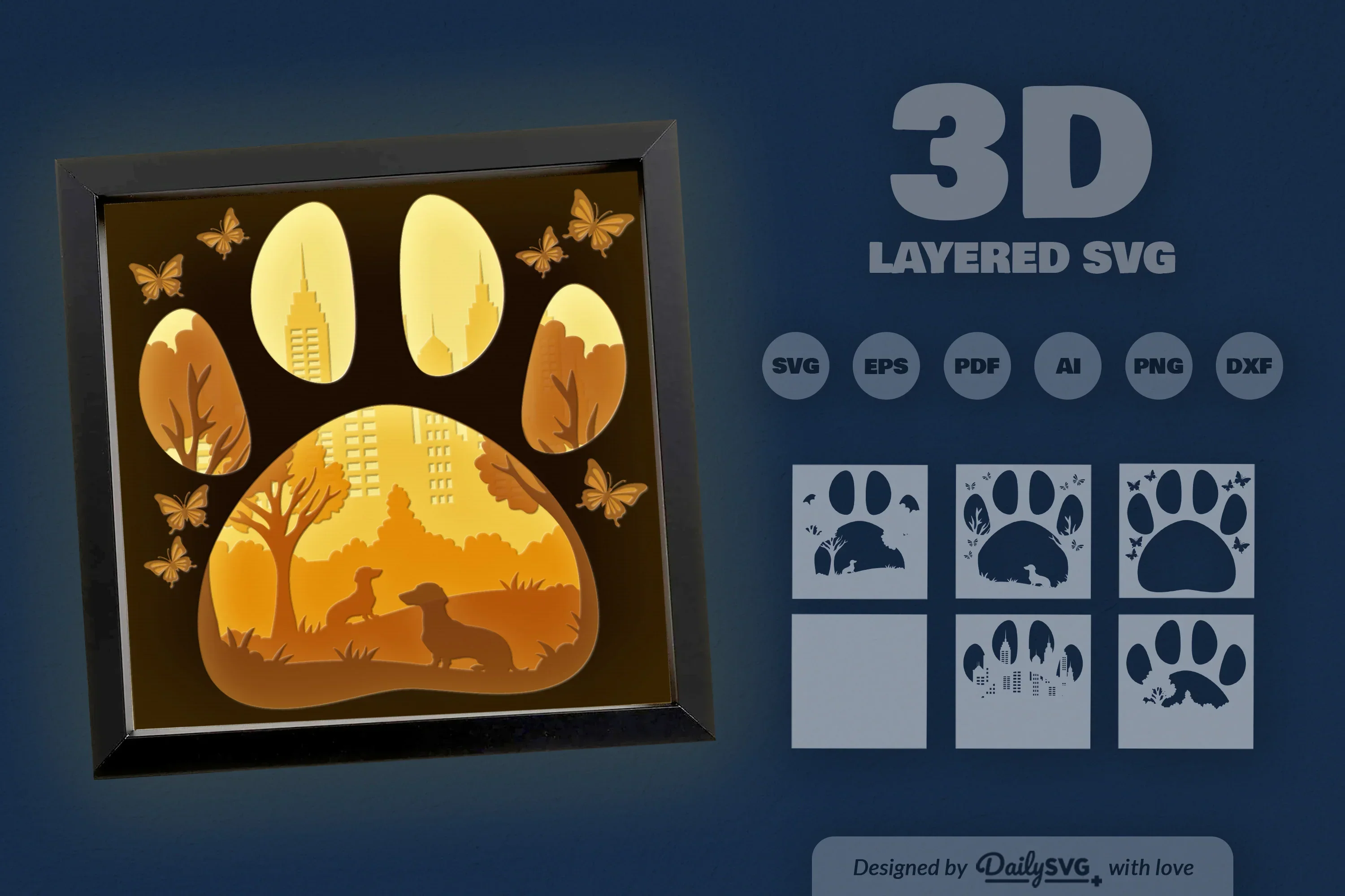 Dachshund Park Papercut SVG Bundle - Image 3