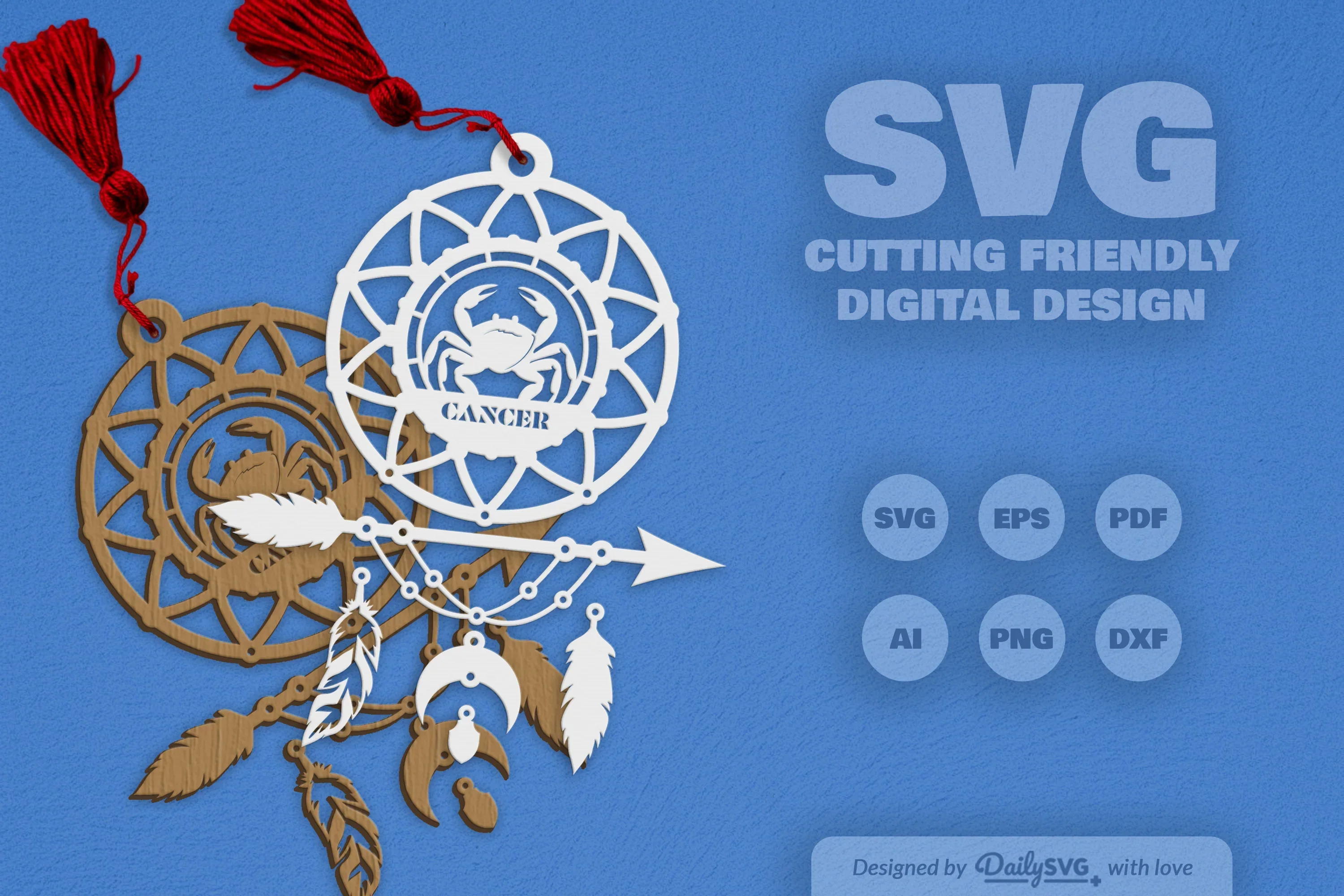 Daily SVG Bundles Cancer Dream Catcher Laser Cut Clipart Set - Image 4