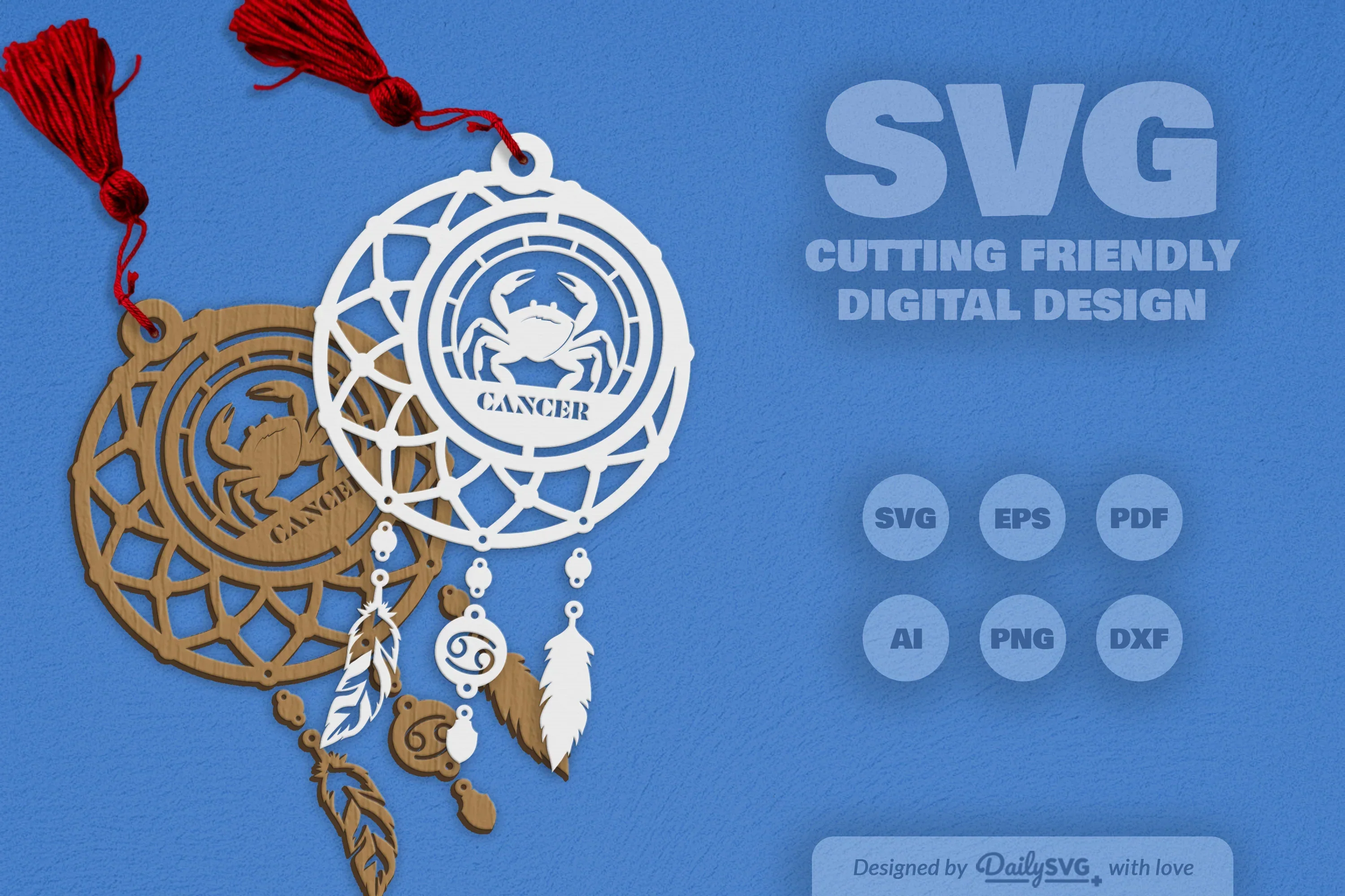 Daily SVG Bundles Cancer Dream Catcher Laser Cut Clipart Set - Image 5