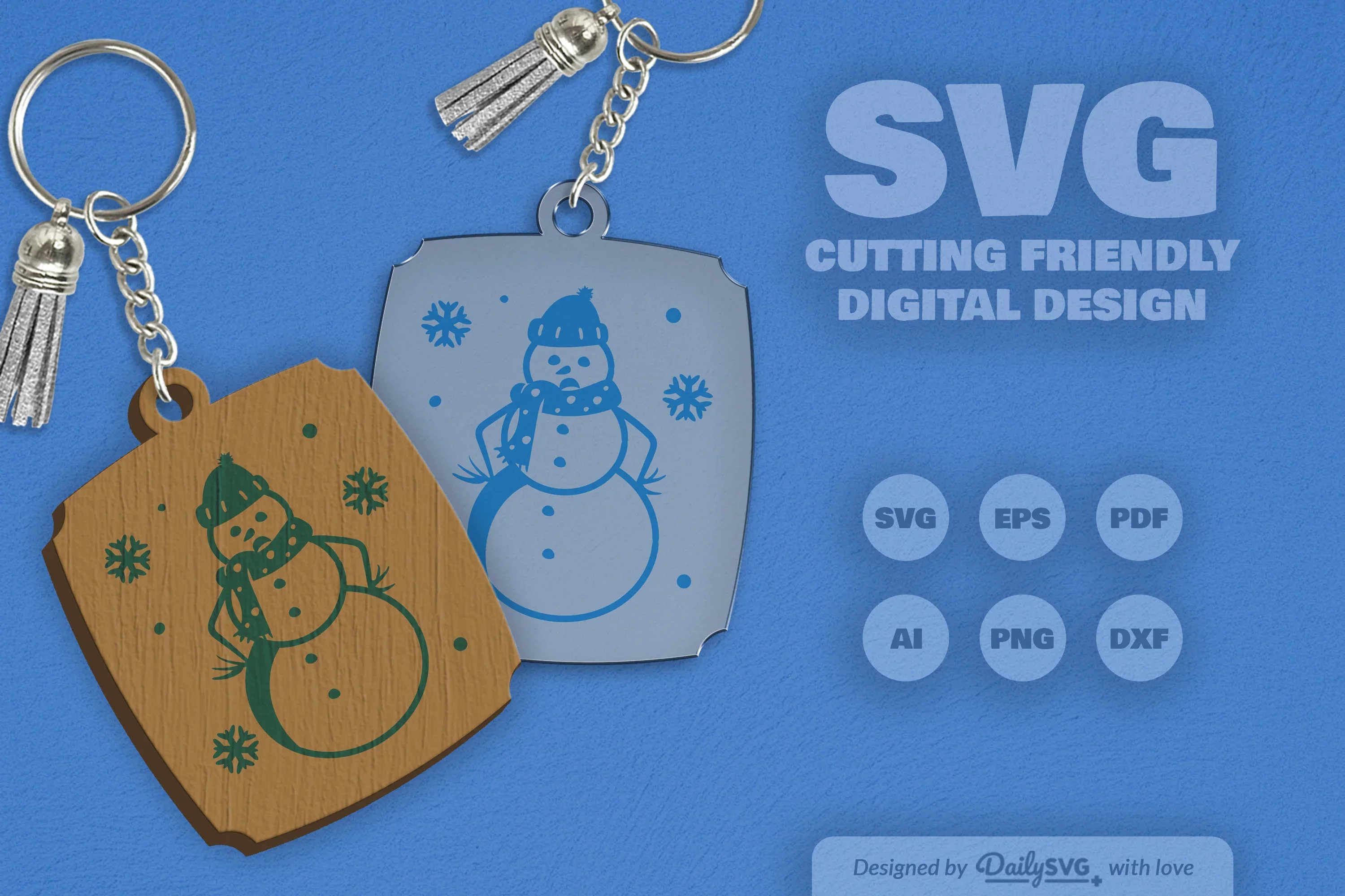 Daily SVG Bundles Snowman Keychain Clipart - Image 10
