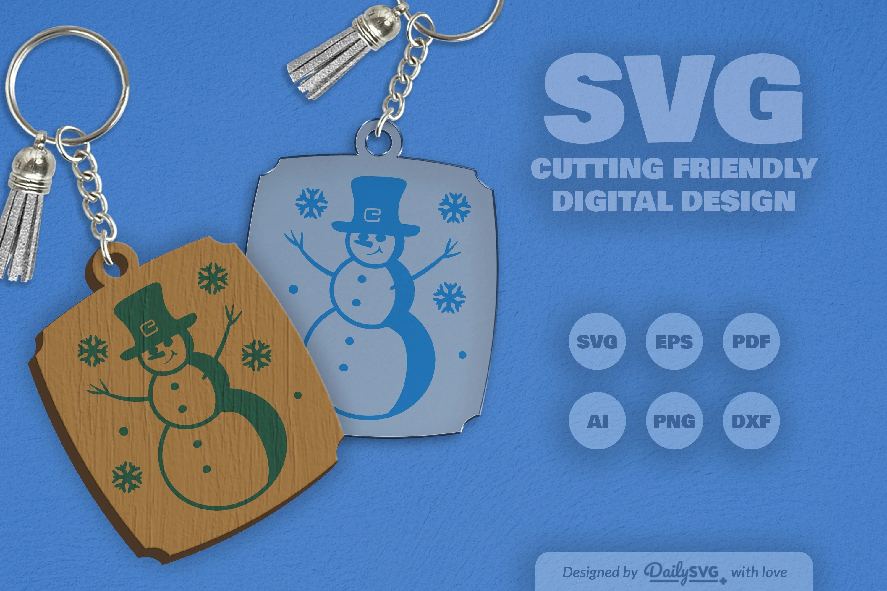 Daily SVG Bundles Snowman Keychain Clipart - Image 2