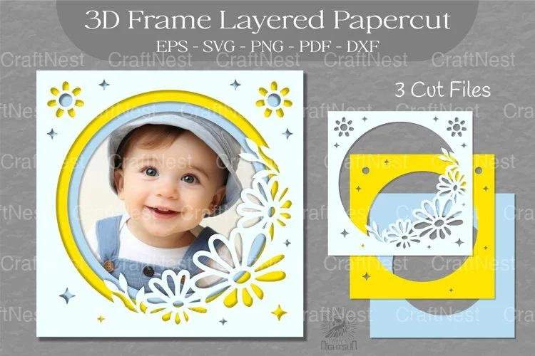 Daisy Flower 3D Frame SVG Bundle