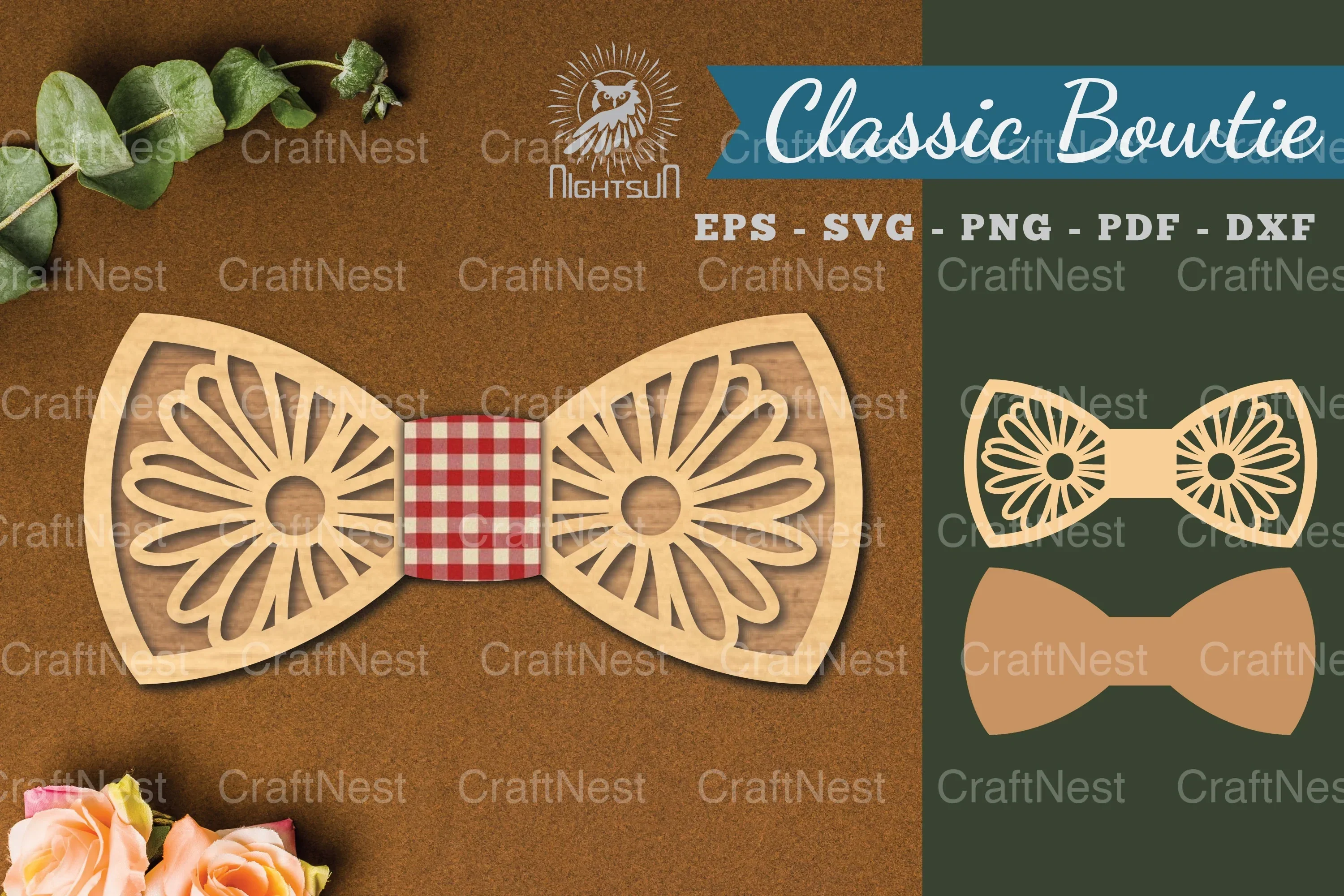 Daisy Flower Laser Cut Bowtie Clipart Bundle